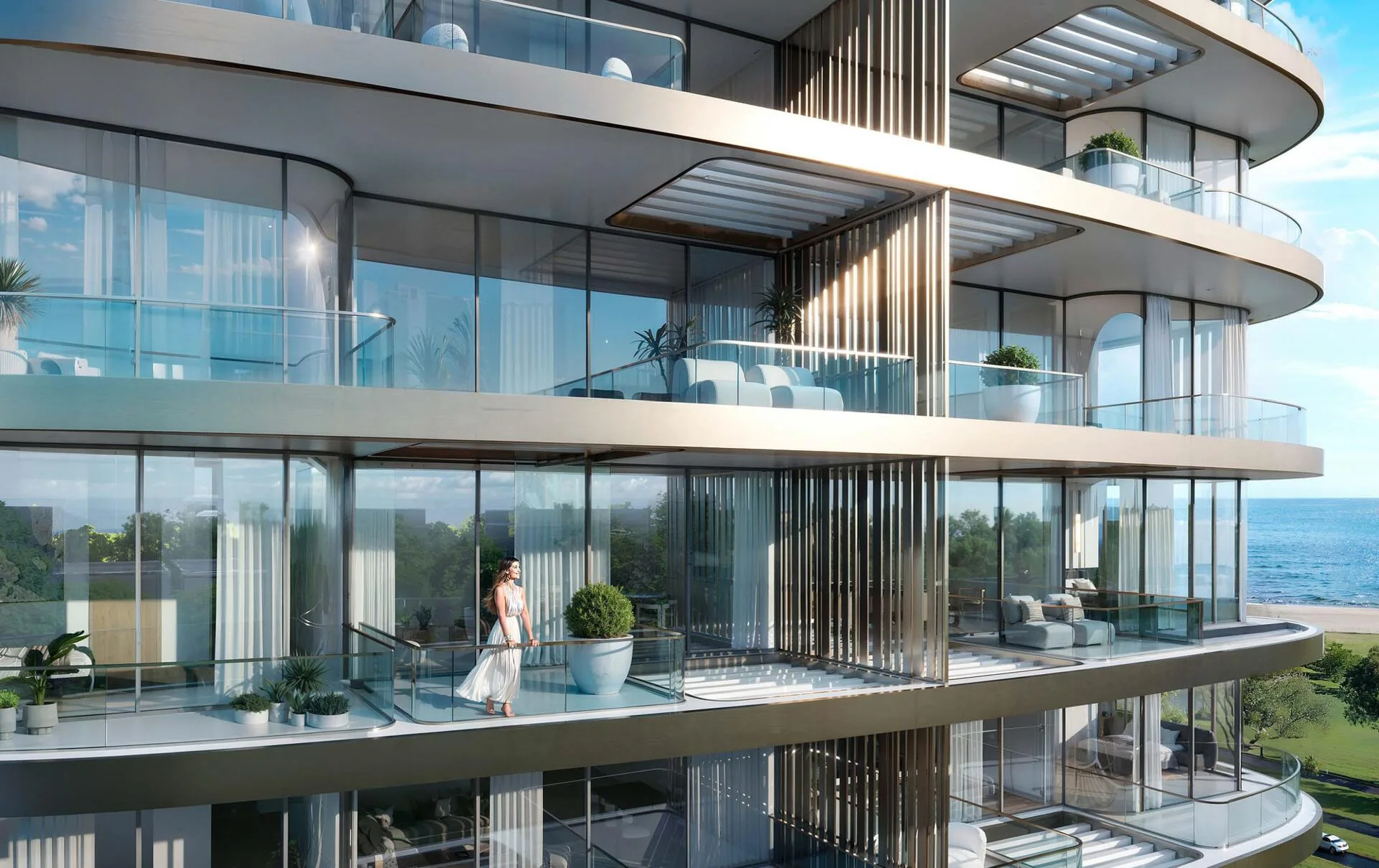 Закруглённые балконы Isla Private Residences с видом на море