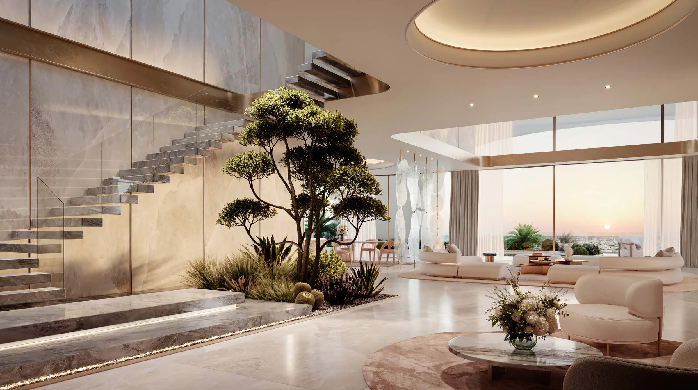 Лестница в гостиной Sky Mansion