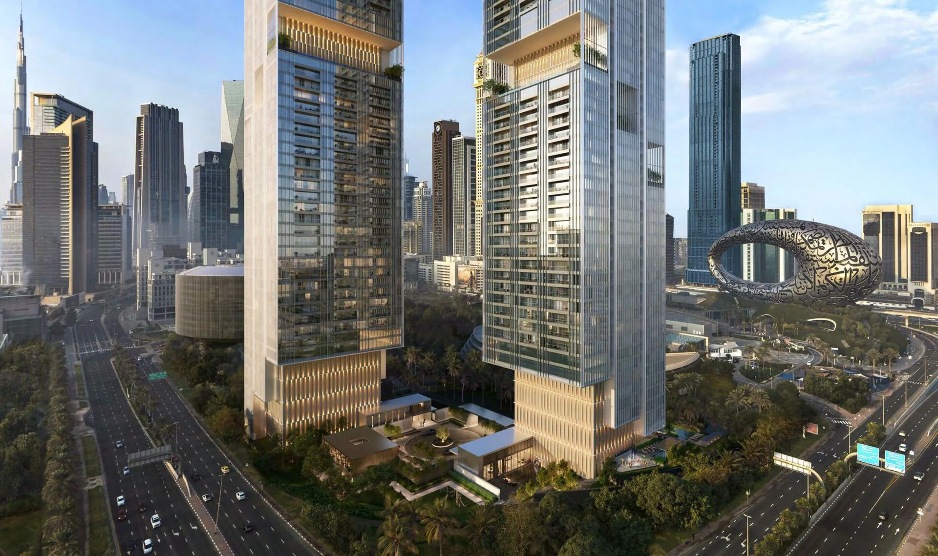 Башни у Sheikh Zayed Road днём