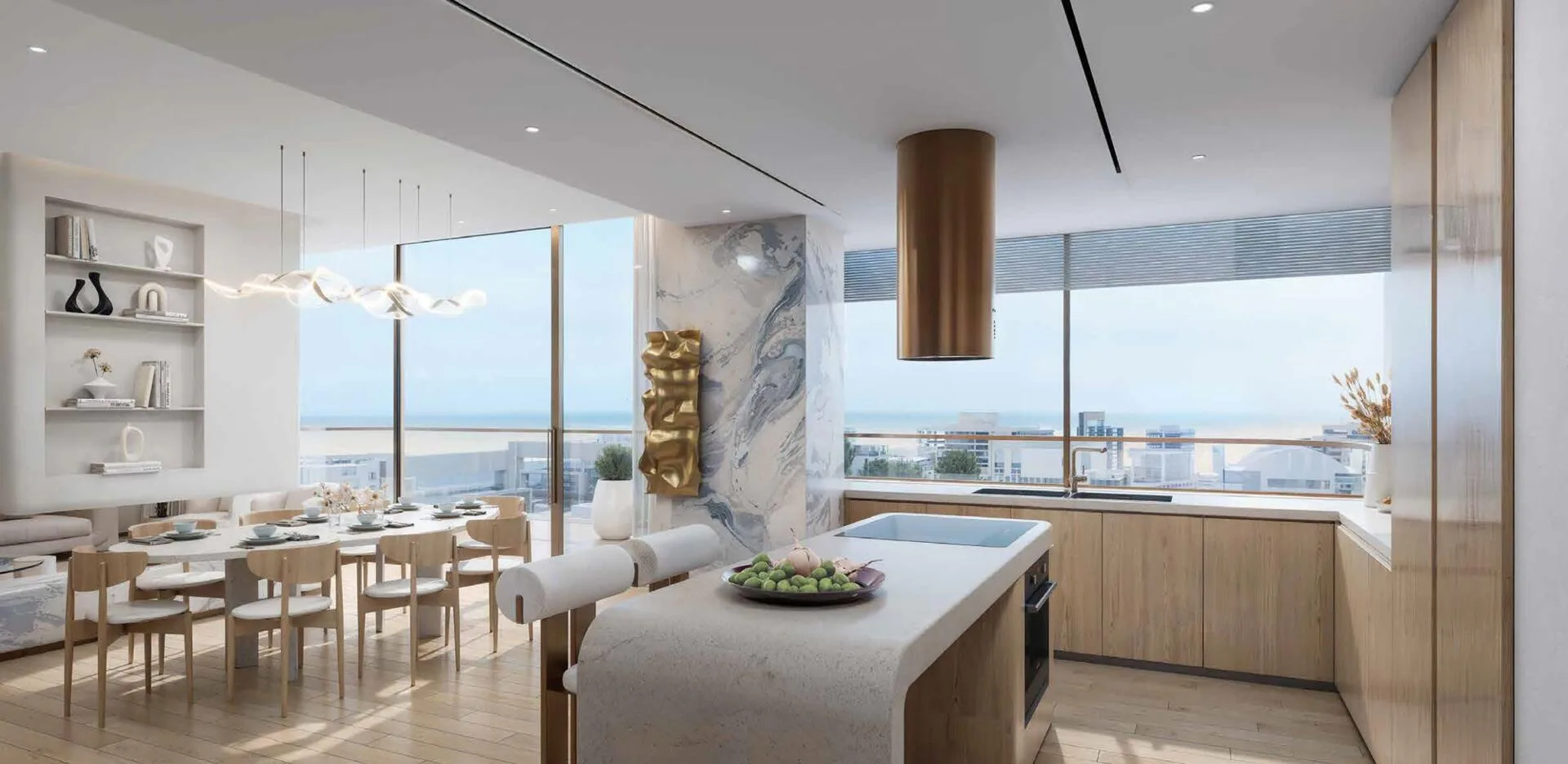 Кухня и столовая дуплекса Kaia Residences