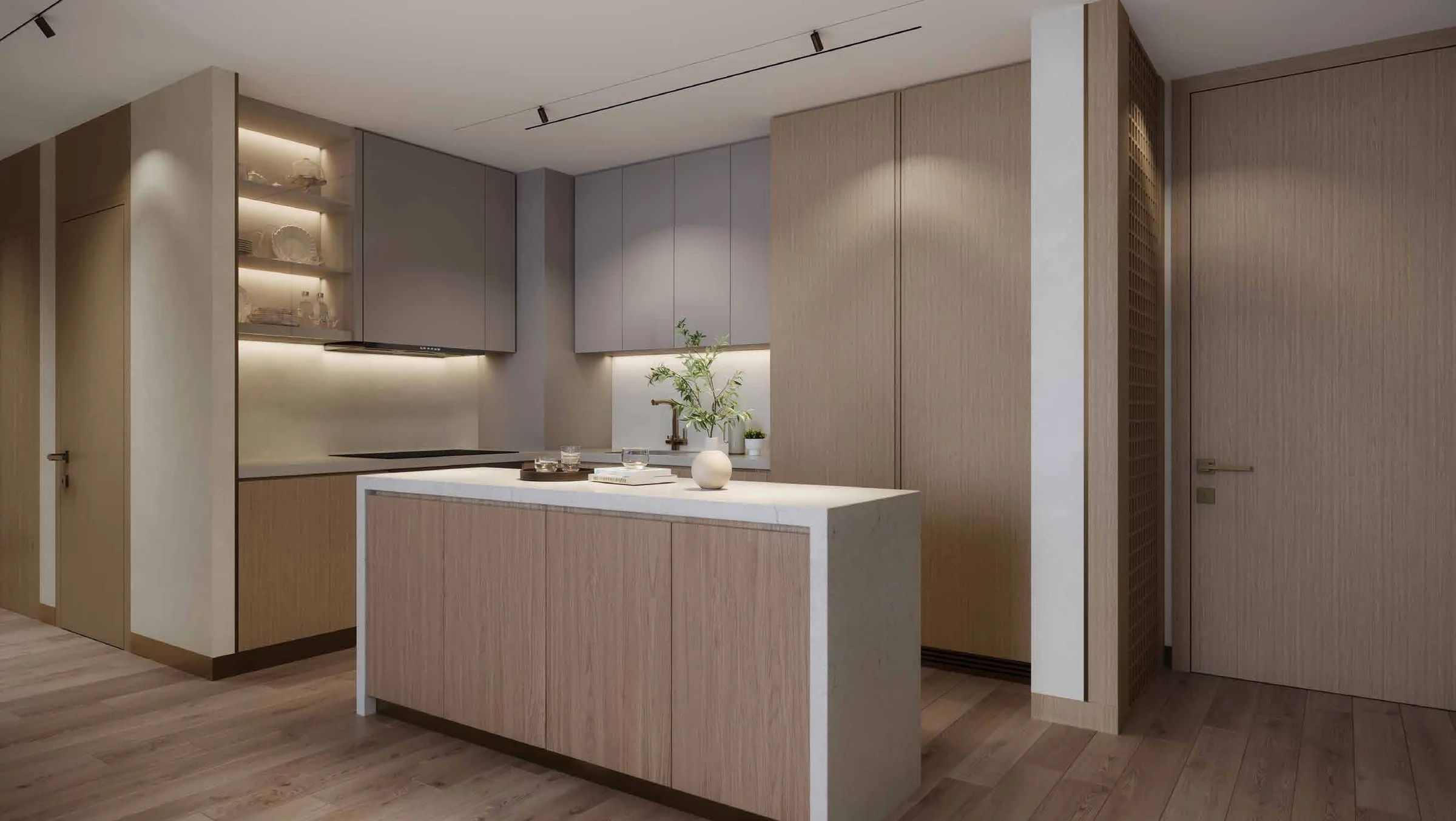 Кухня со столовой в квартире Kaia Residences