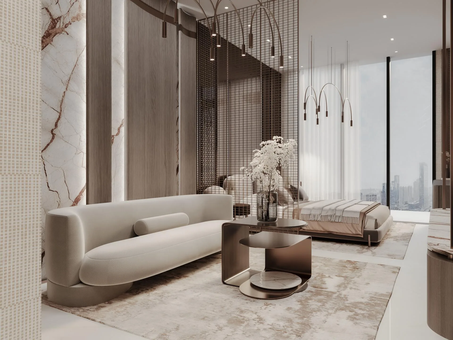 Студия Laya Courtyard: гостиная и спальное место