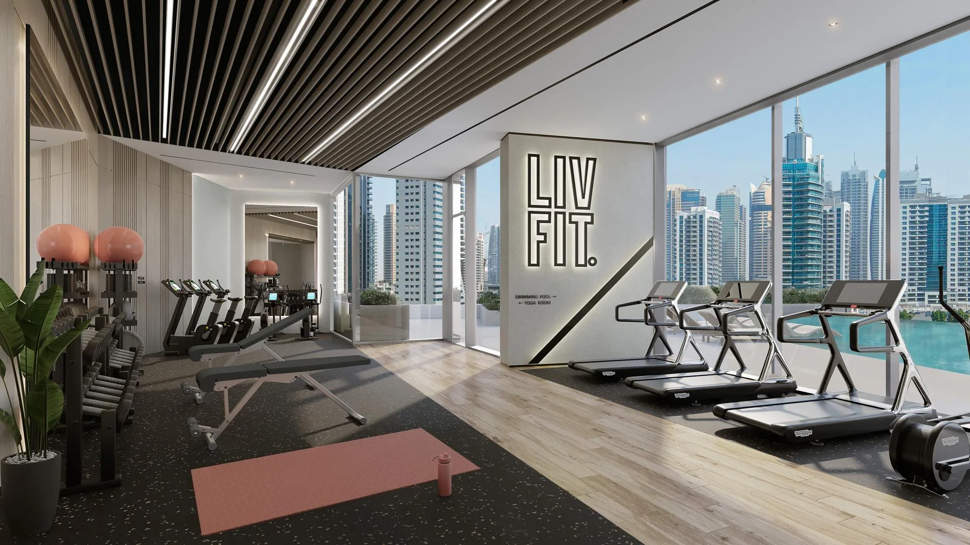 Фитнес-центр LIV FIT с видом на марину