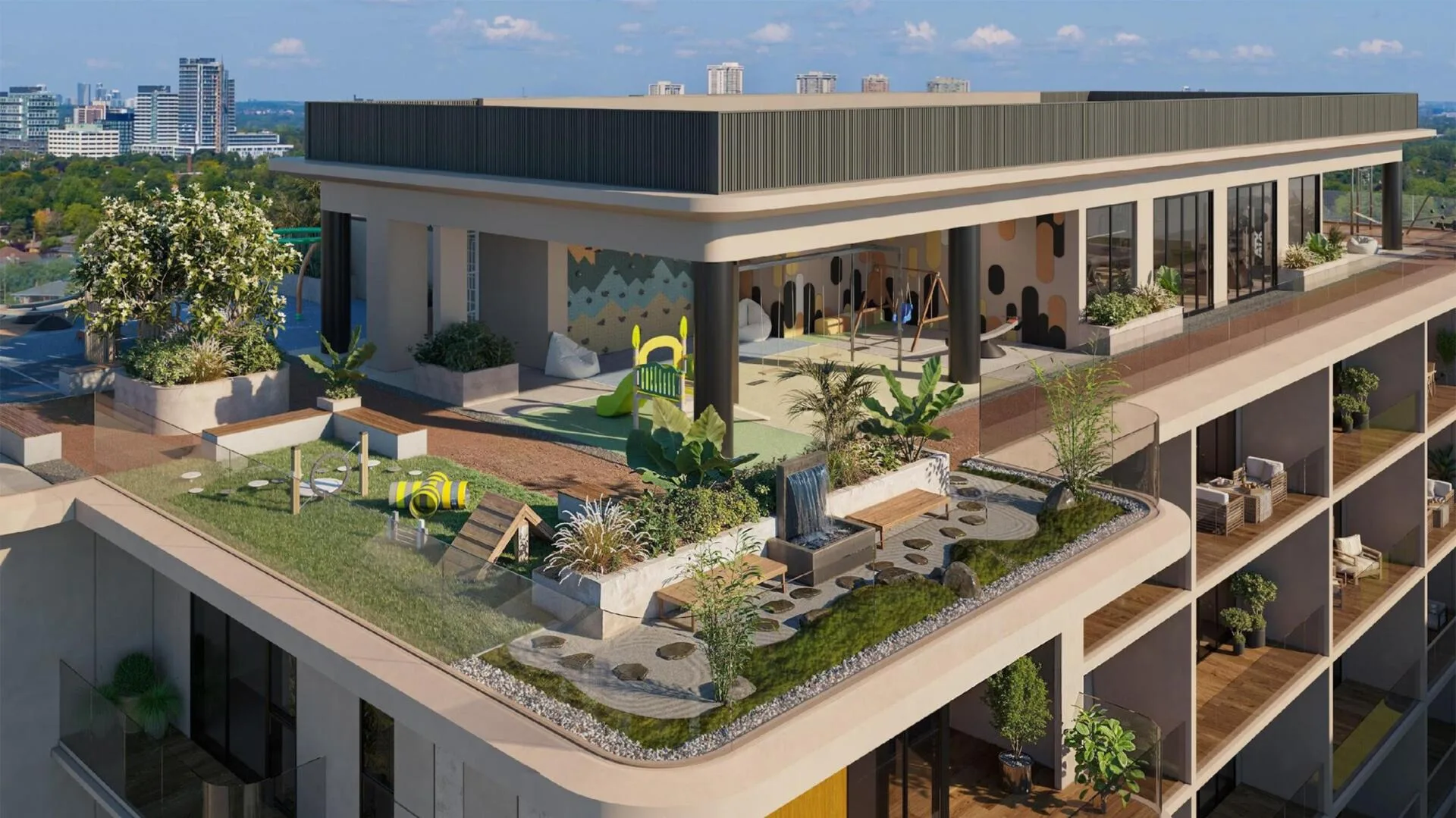 Детская площадка Livia Residences с зеленью