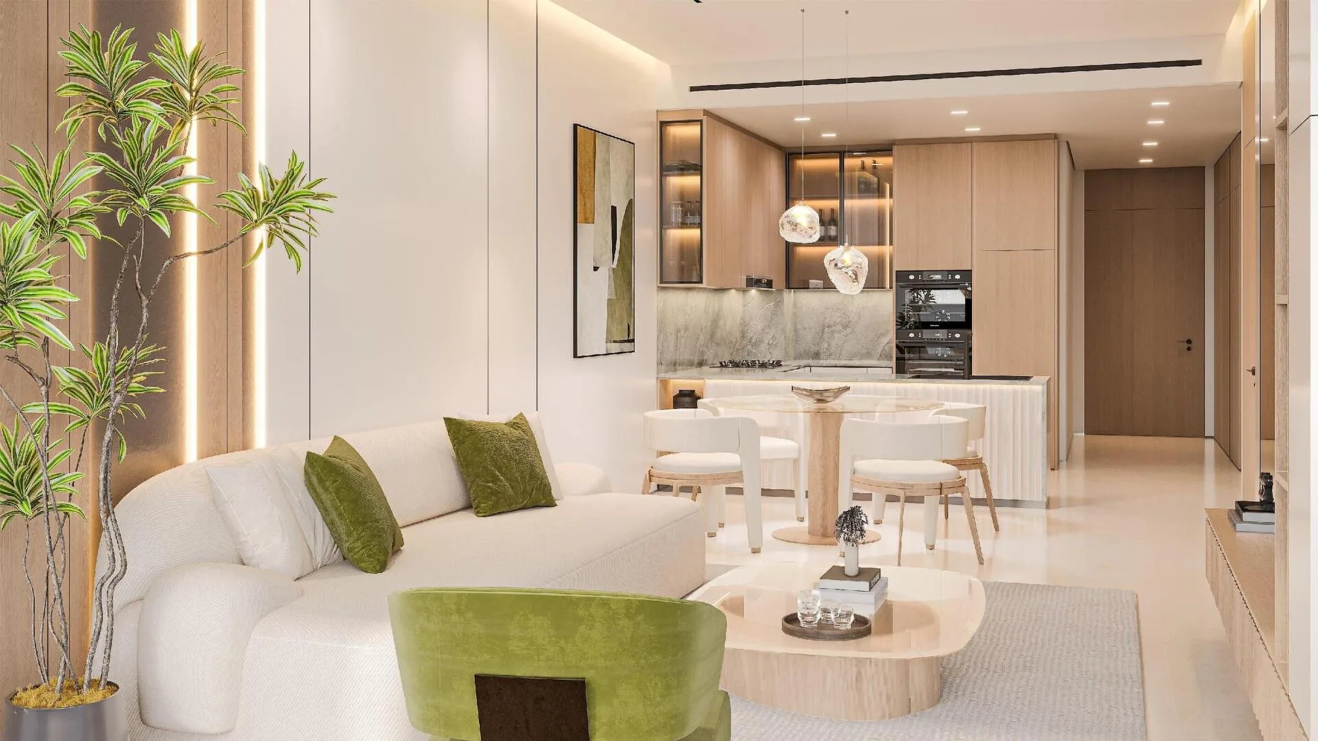 Гостиная с кухней в квартире Livia Residences
