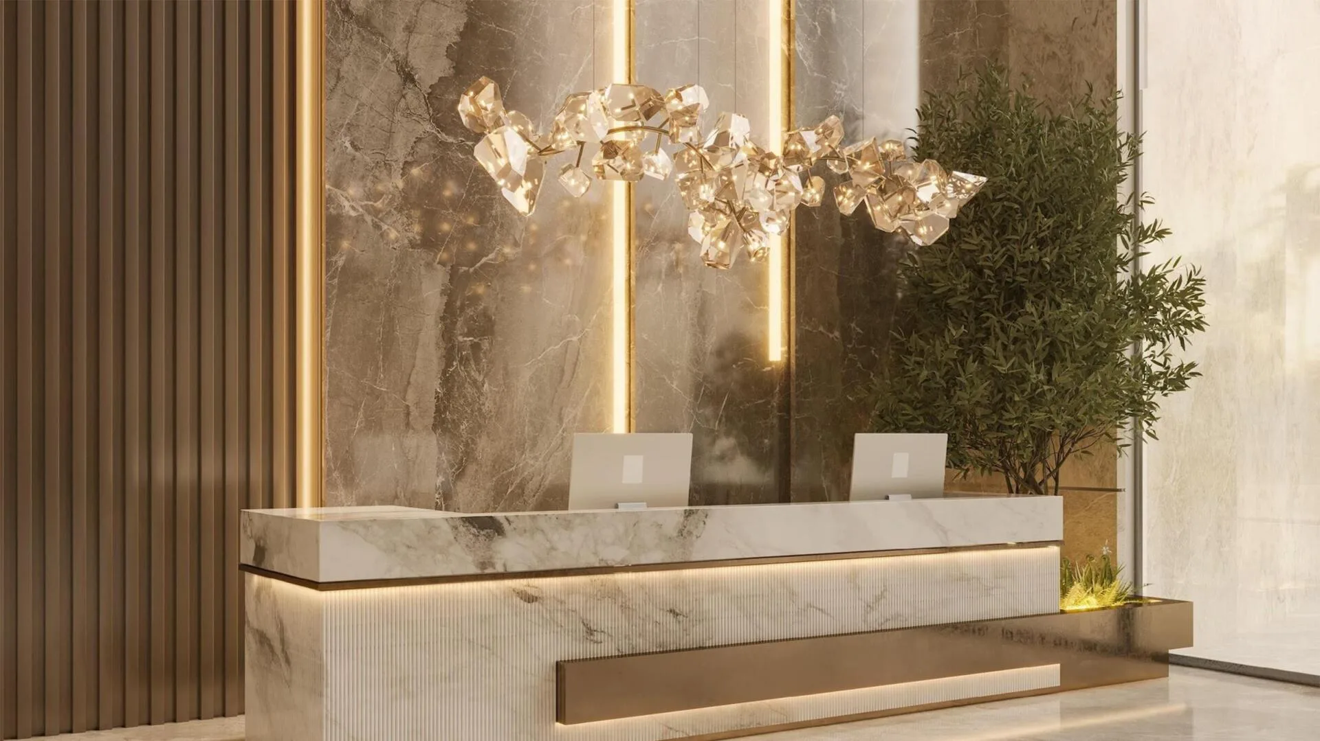 Стойка ресепшен в лобби Livia Residences