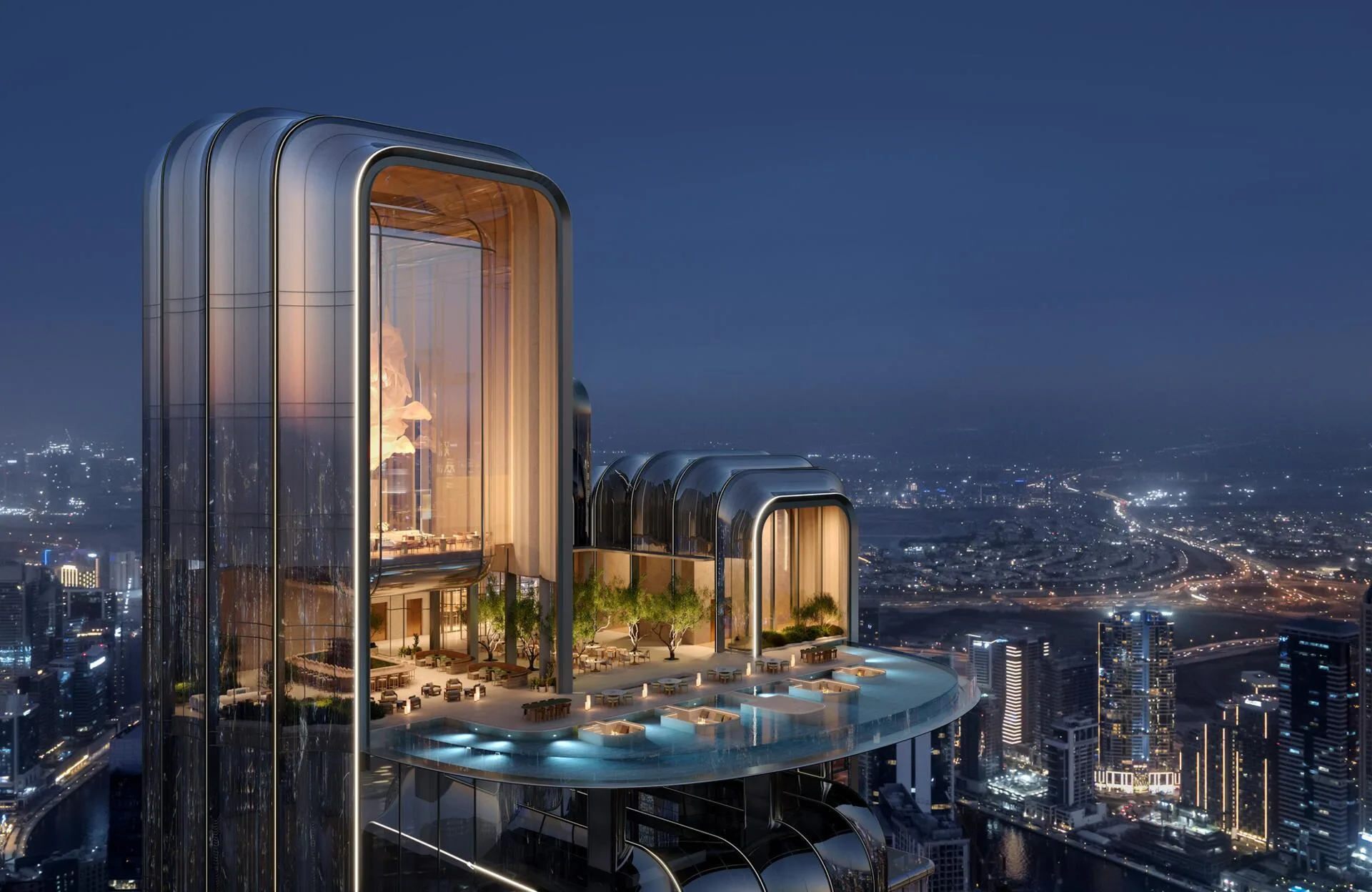 Sky Pool на вершине Lumena Alta ночью