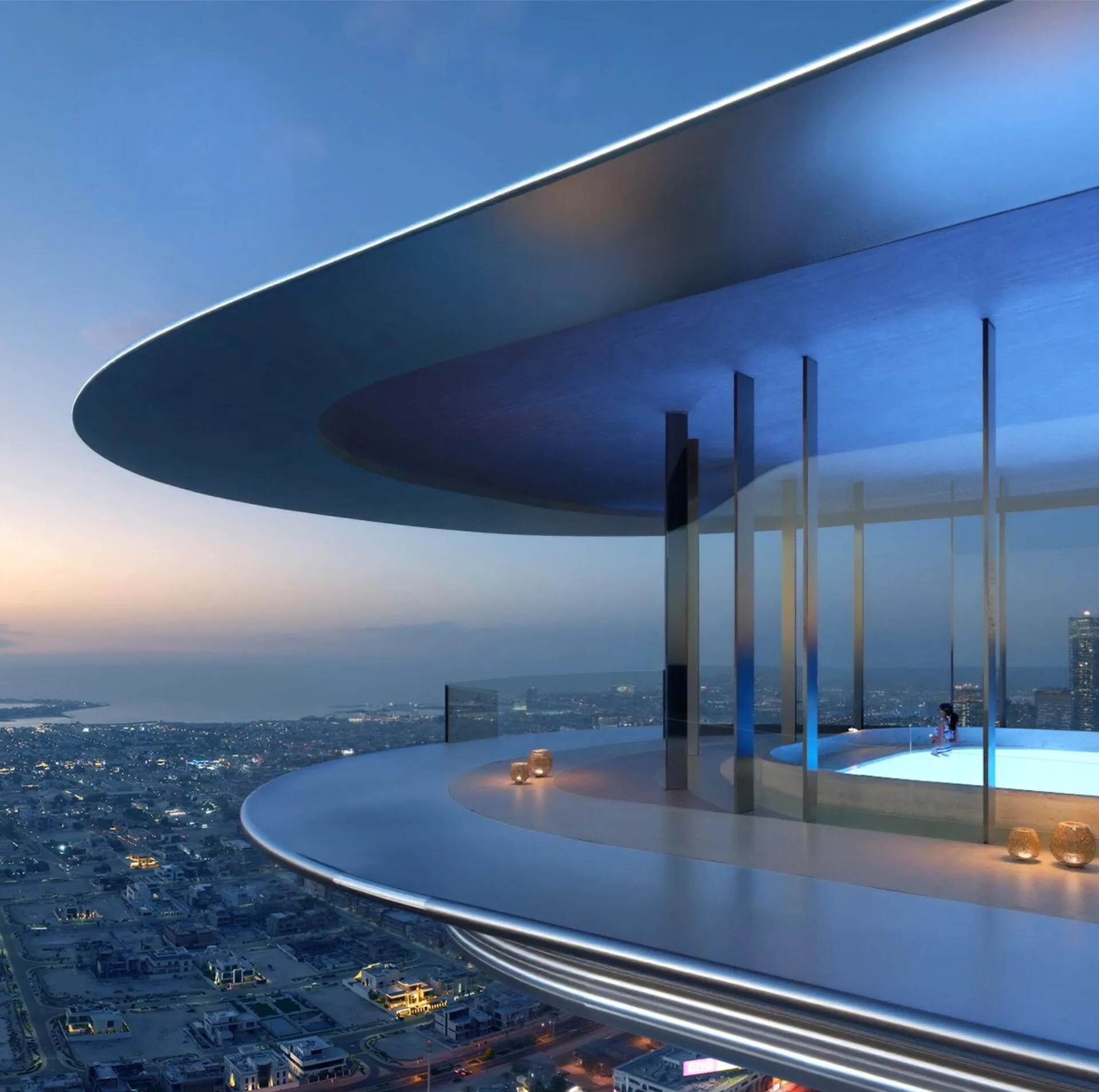 Sky Pool на террасе Lumena на закате