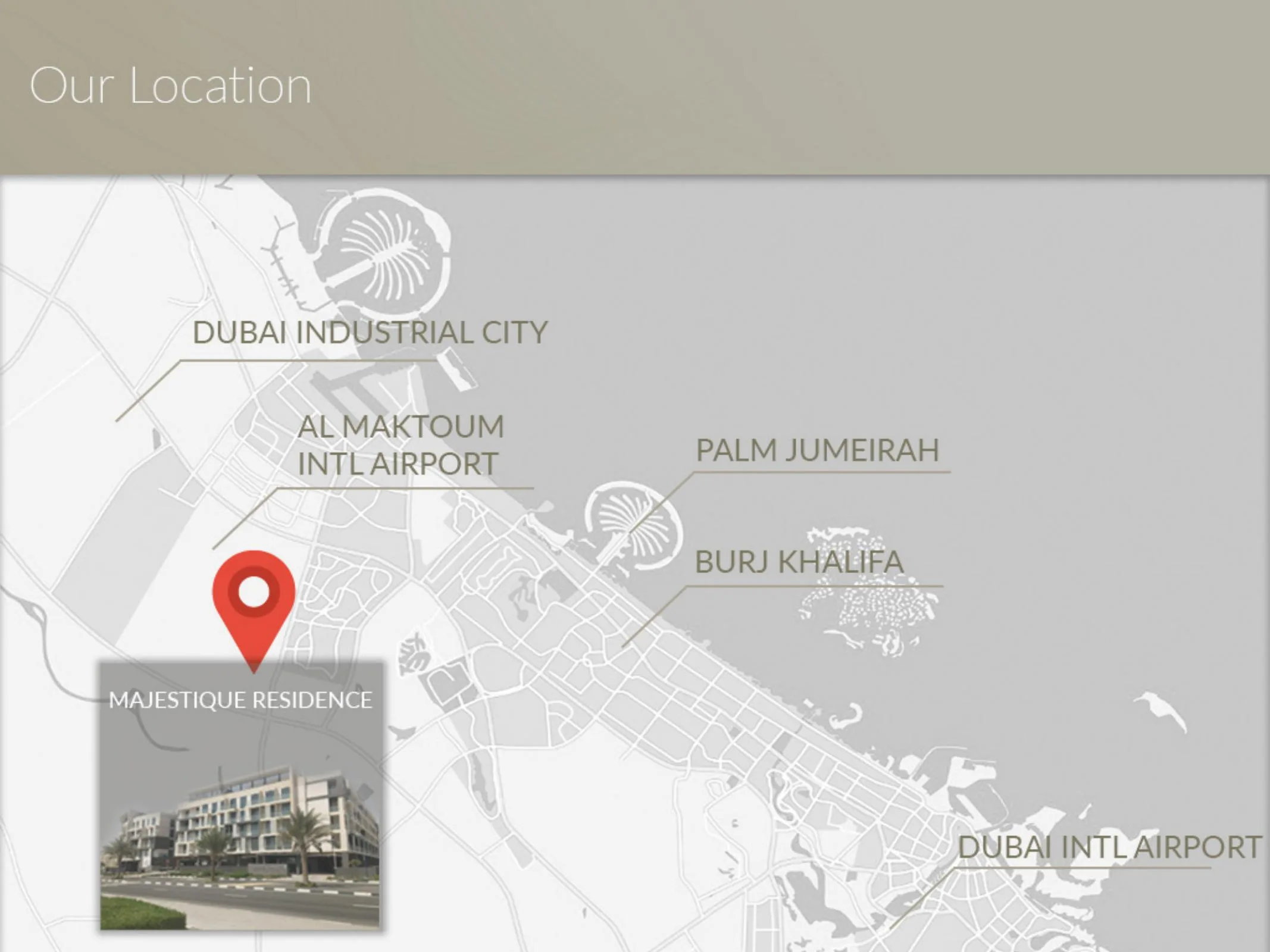 Карта: Majestique Residence в Dubai South рядом с аэропортом Al Maktoum
