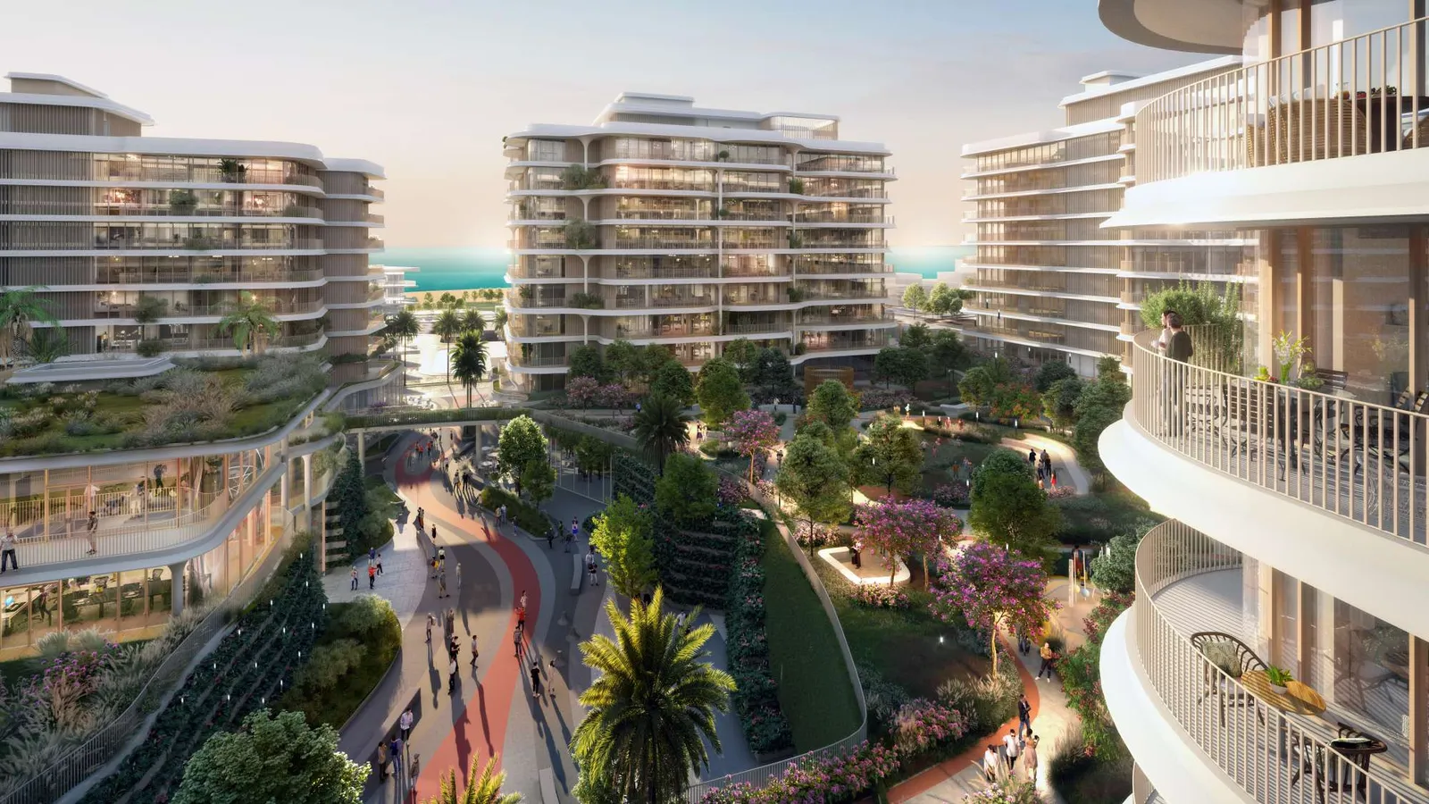 Сад на подиуме Mamsha Gardens. Визуализация Aldar