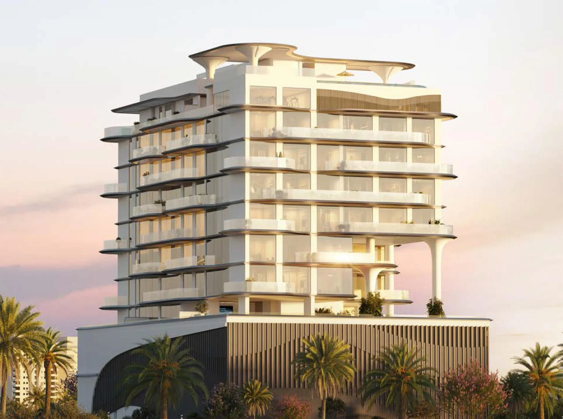 Maravea Residences на закате: мягкие линии фасада и террасы