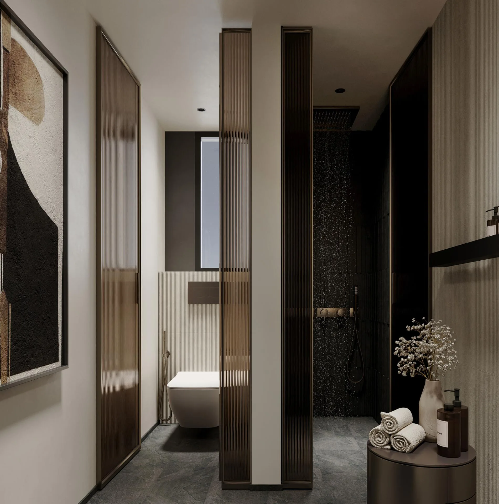 Ванная комната с душем в Marea Residences