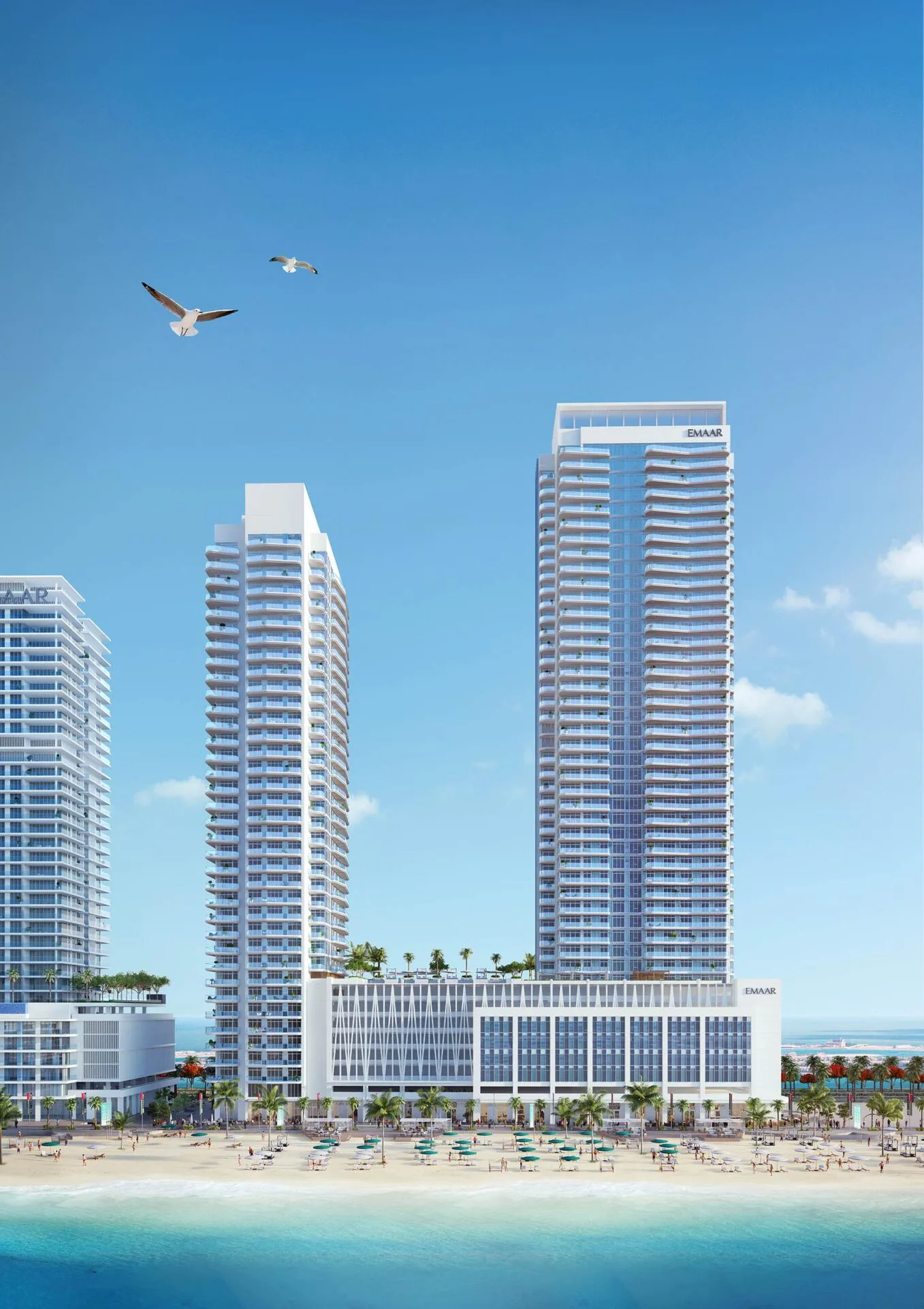 Две башни Marina Vista над пляжем