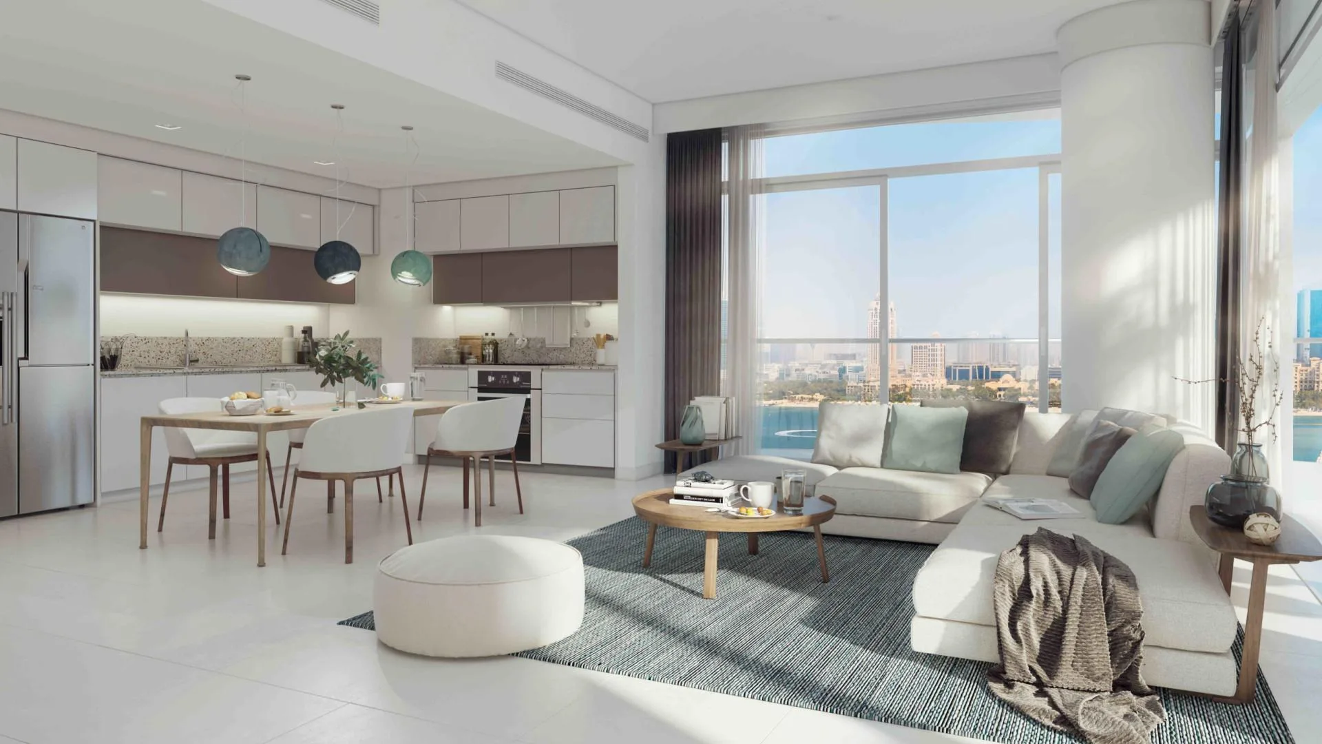 Гостиная с кухней в квартире Marina Vista