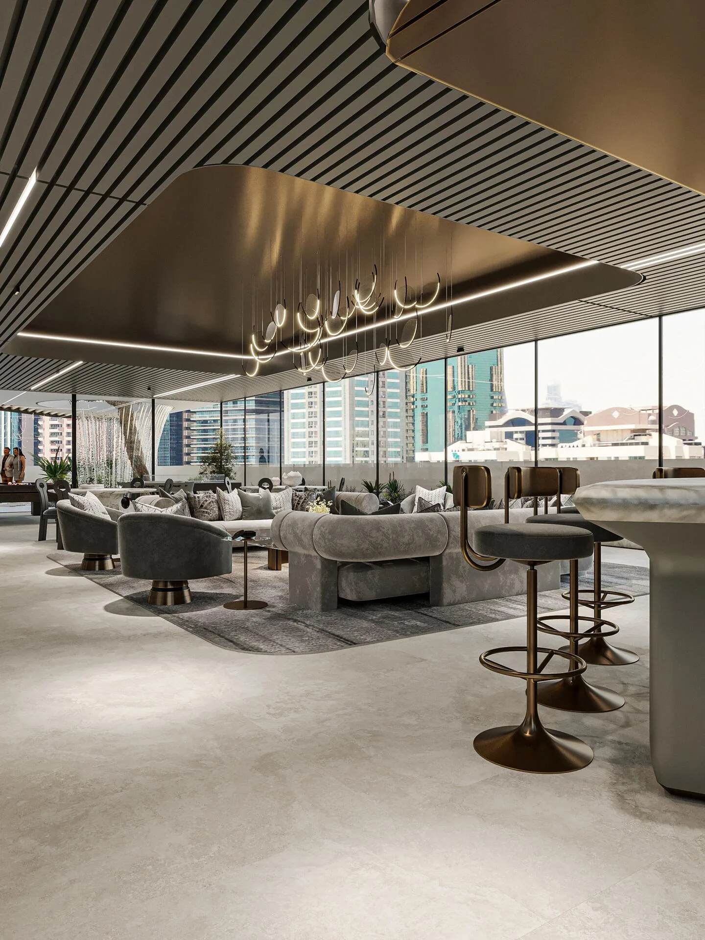 Бар в лаунже Mayfair Gardens с высокими стульями