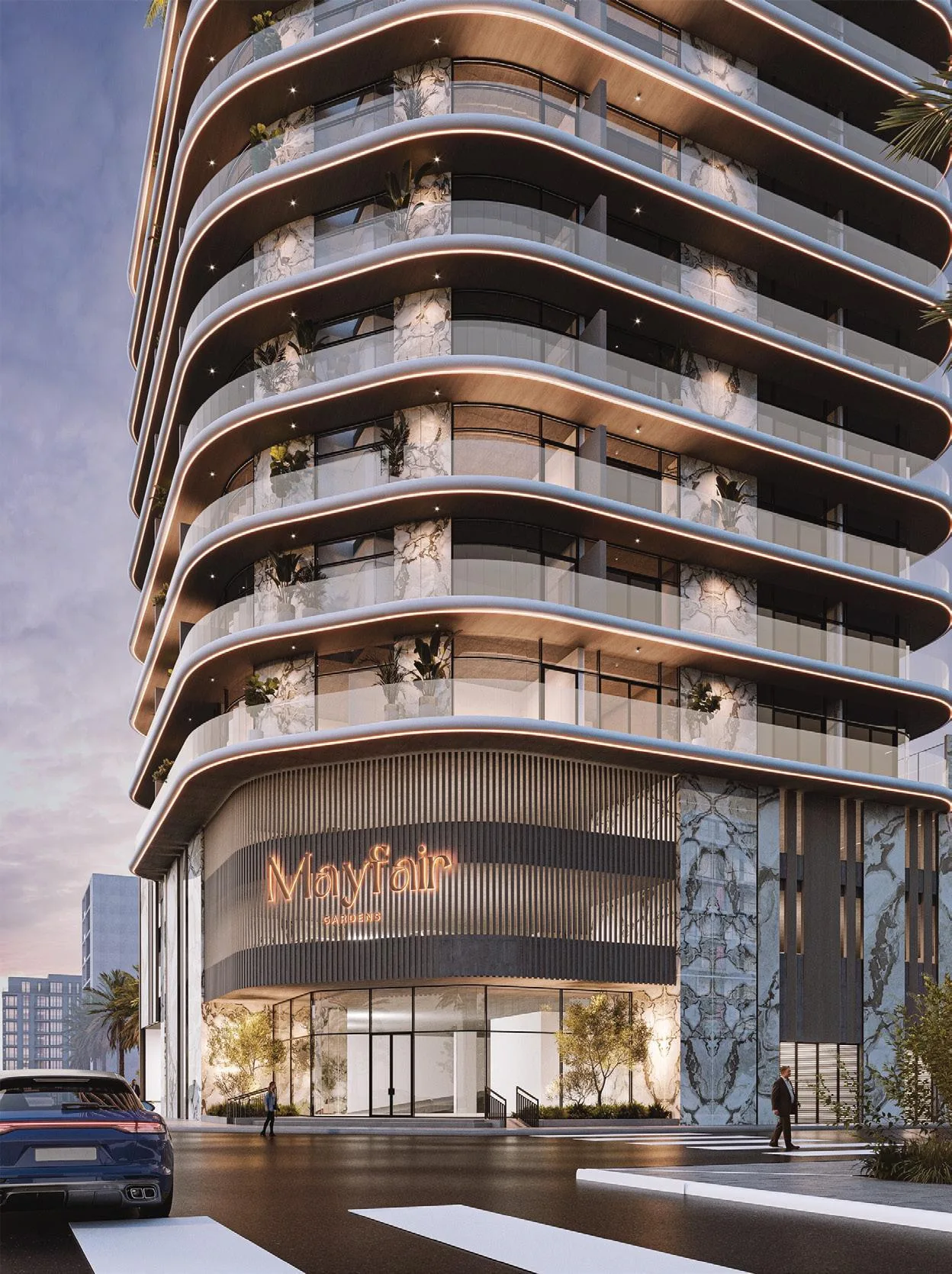 Вход в Mayfair Gardens с вывеской дома