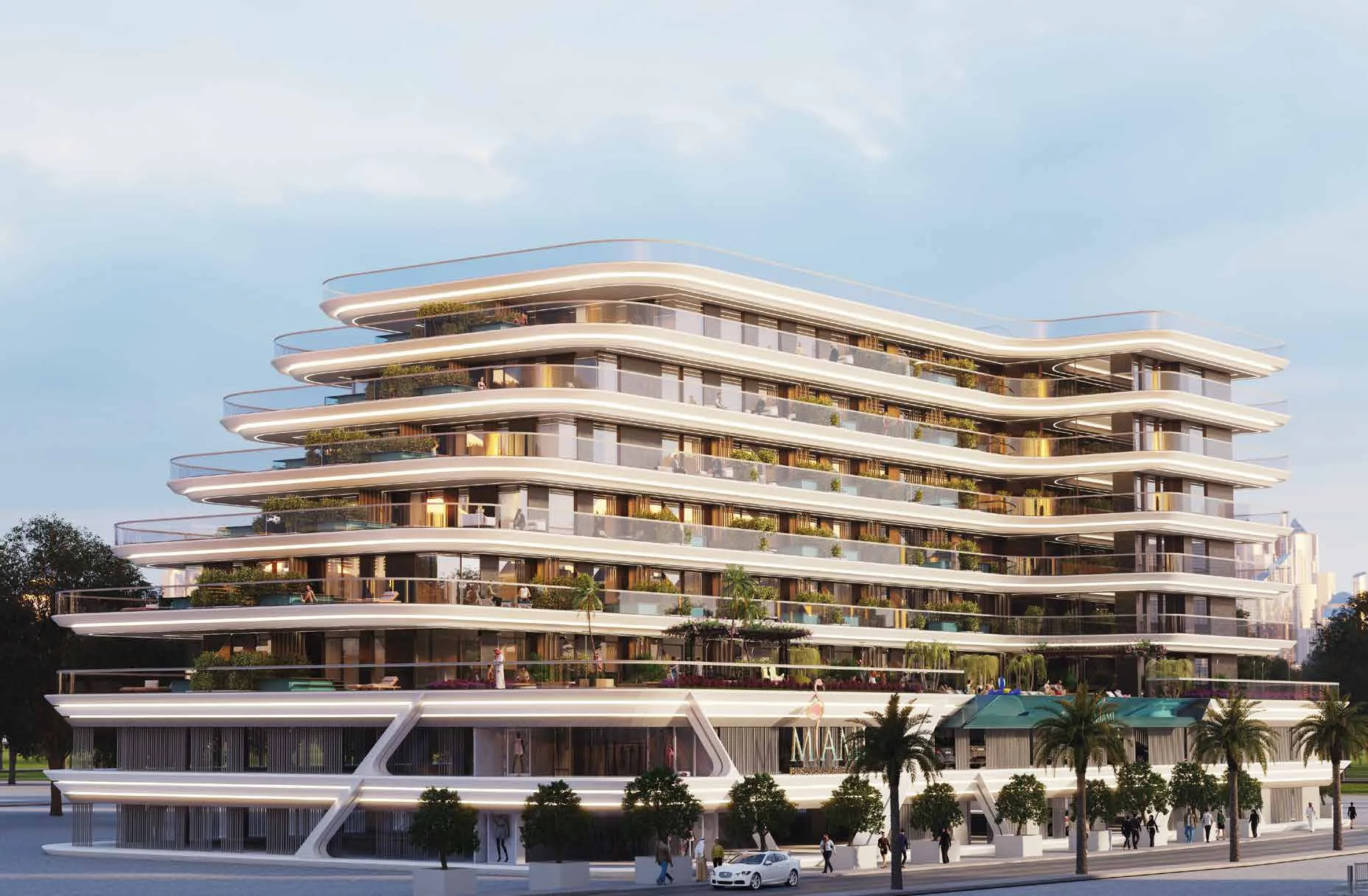 Белый дом Miami днём, вид с улицы