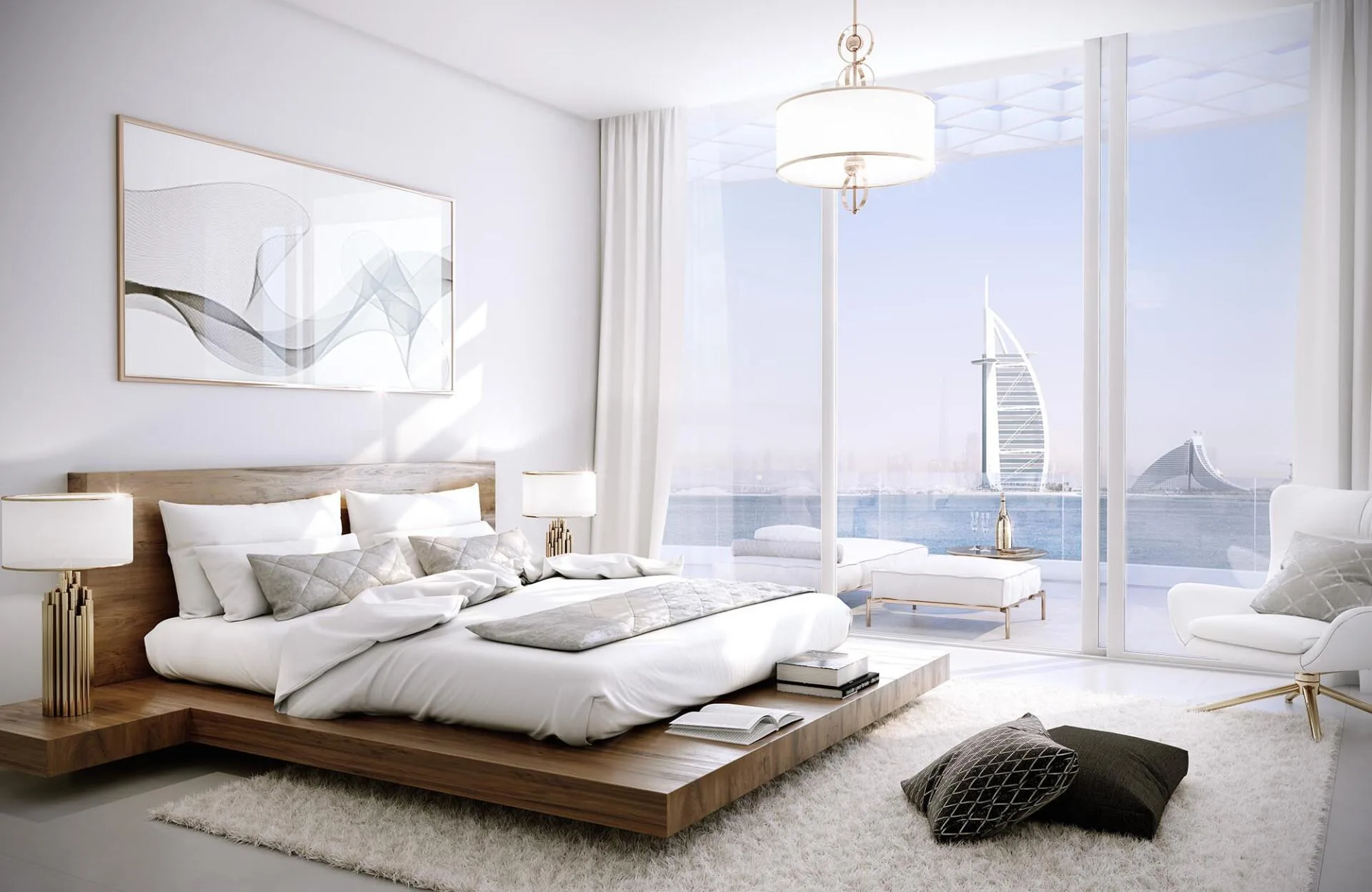 Спальня в Mina с видом на Burj Al Arab