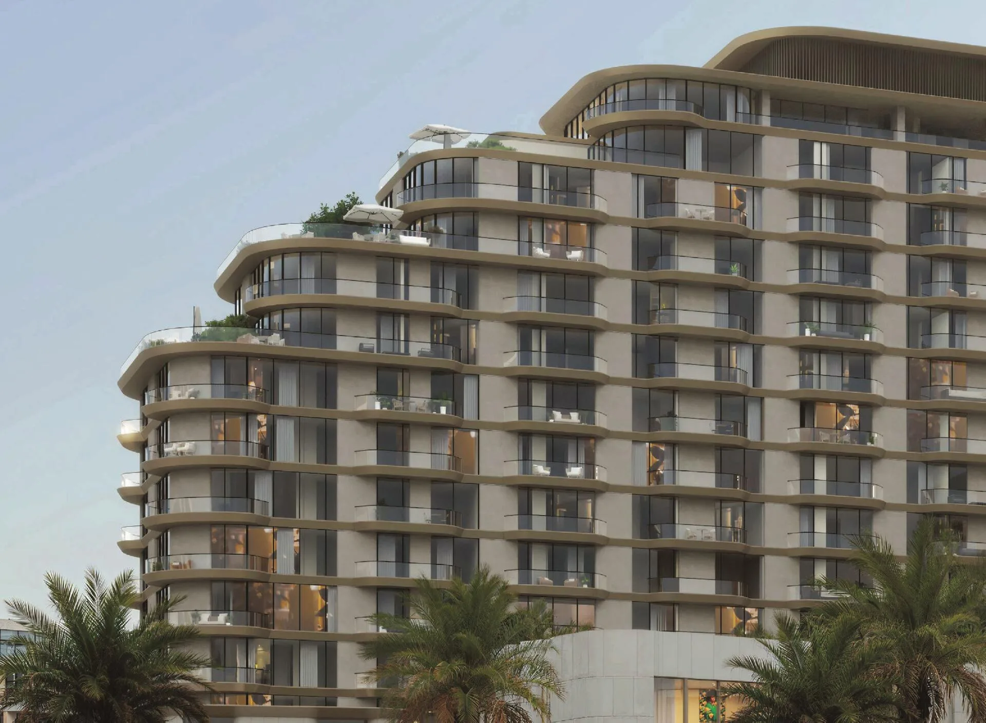 Верхние этажи Mirasol II со скруглёнными террасами