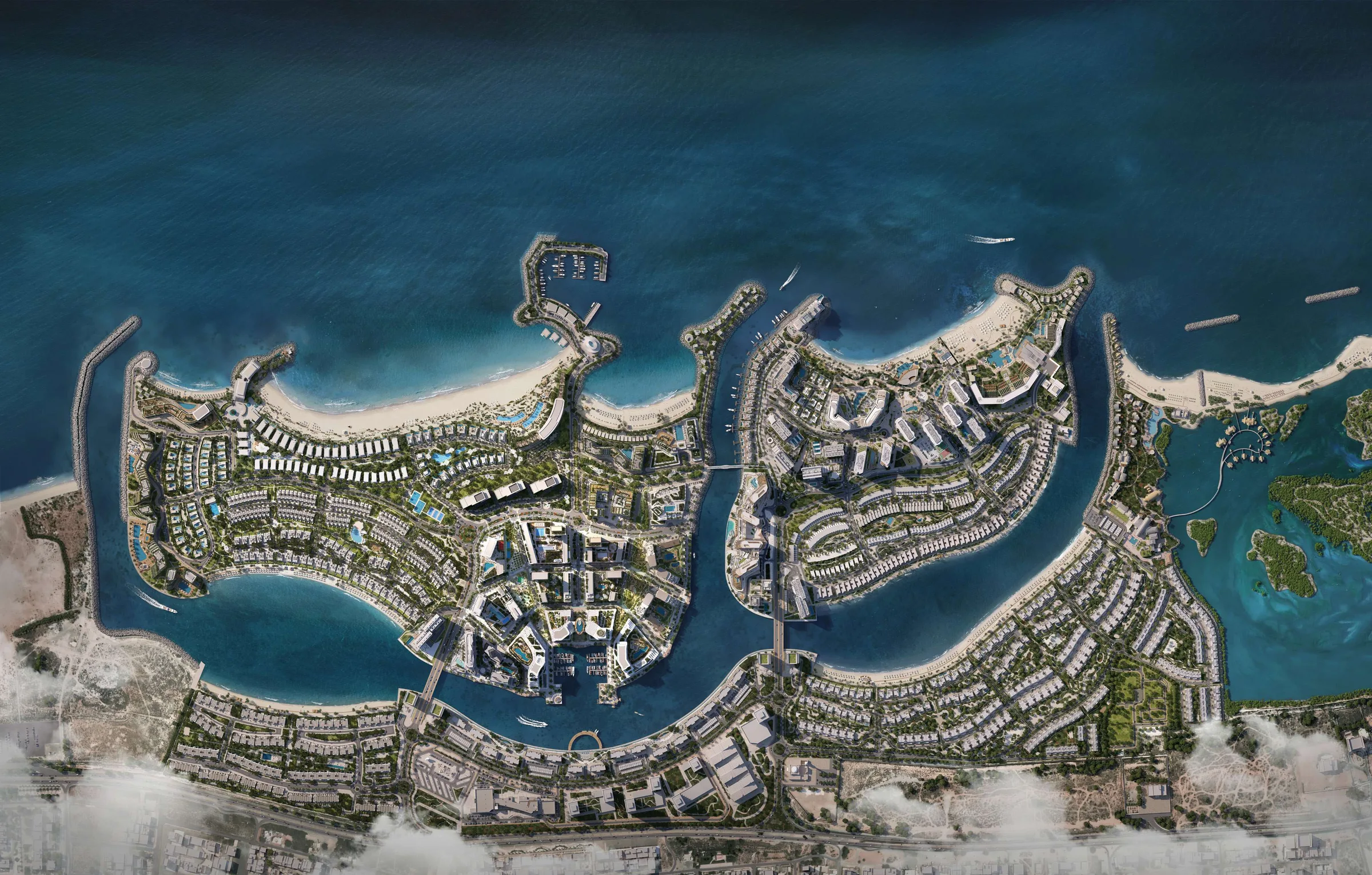 Mina Al Arab сверху: острова, каналы и пляжи