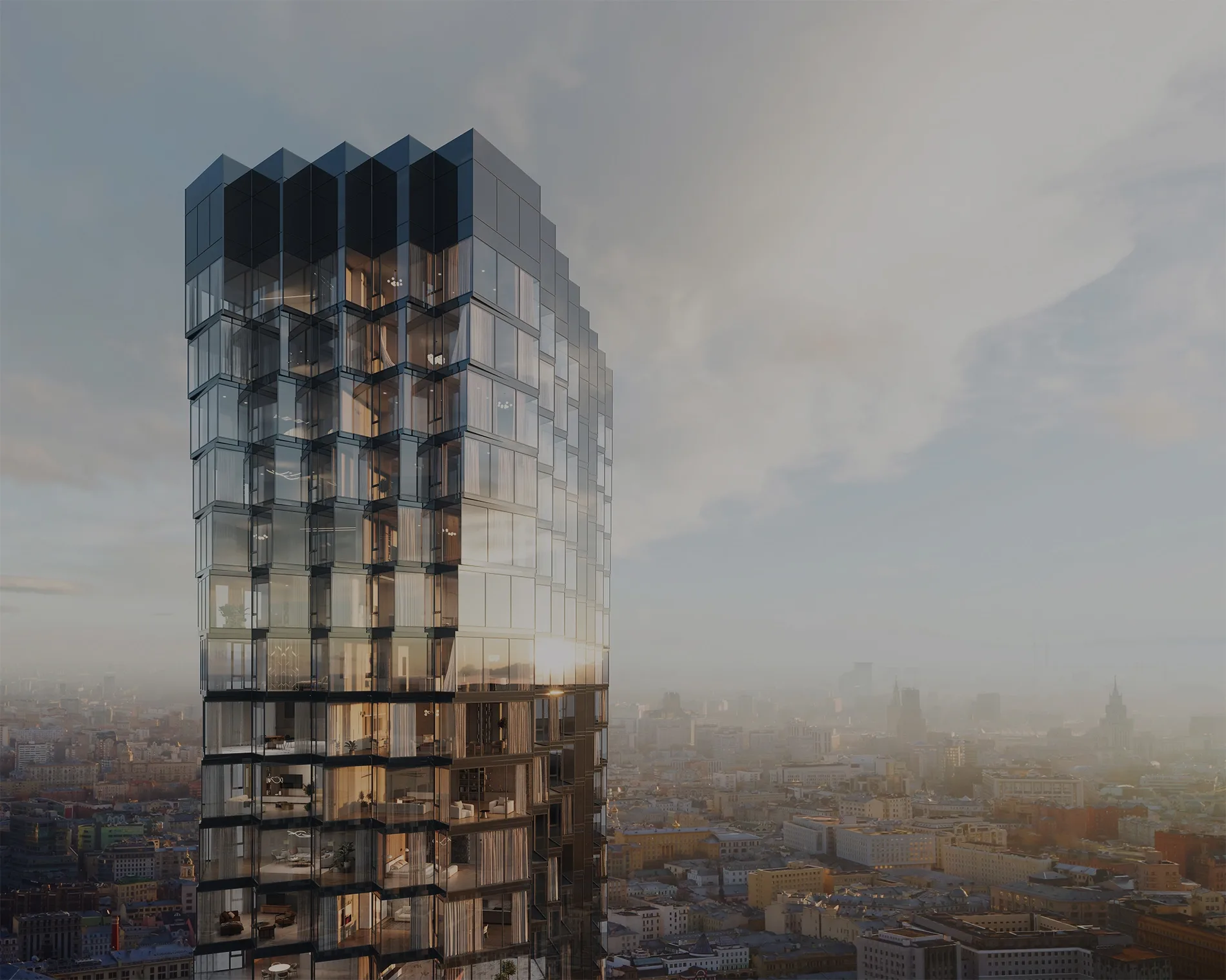 Стеклянная башня «Монблана» над центром Москвы, визуализация застройщика