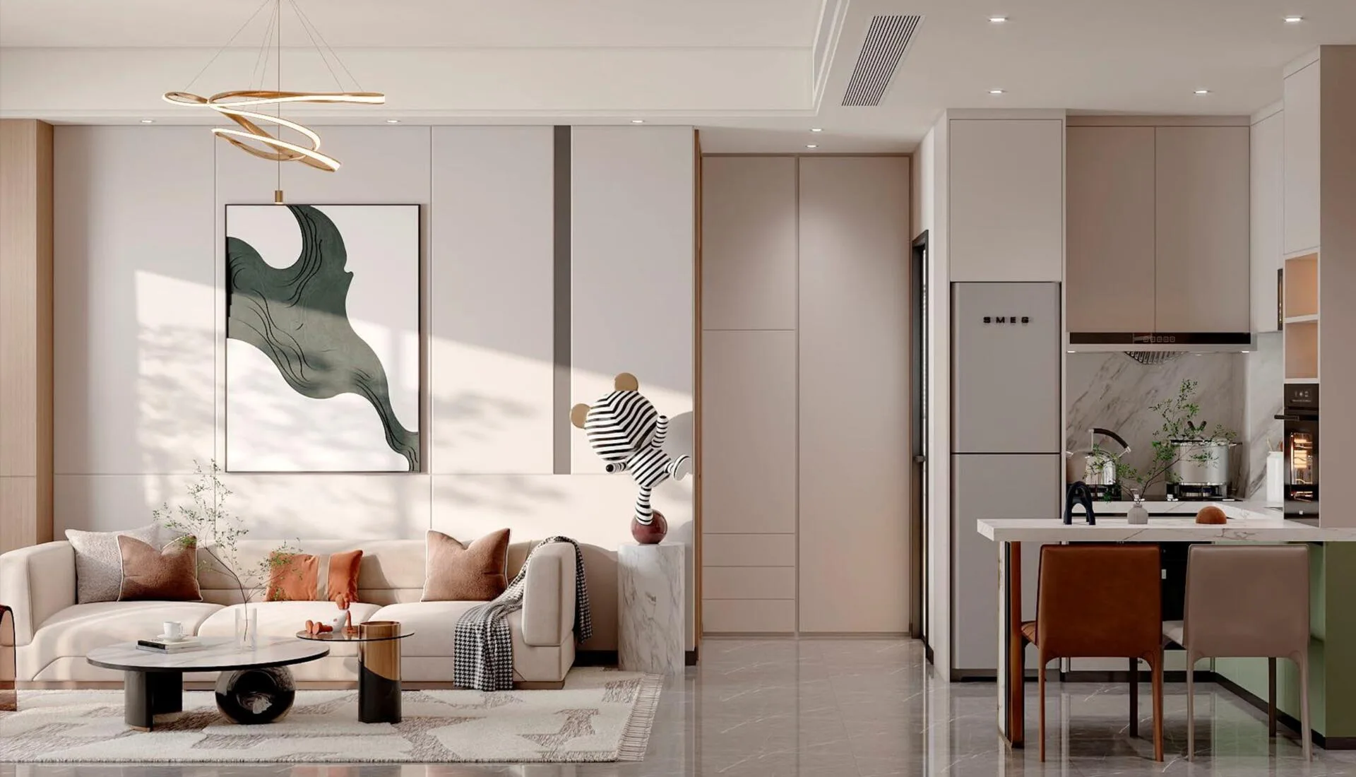 Гостиная с кухней в квартире Nautis Residences