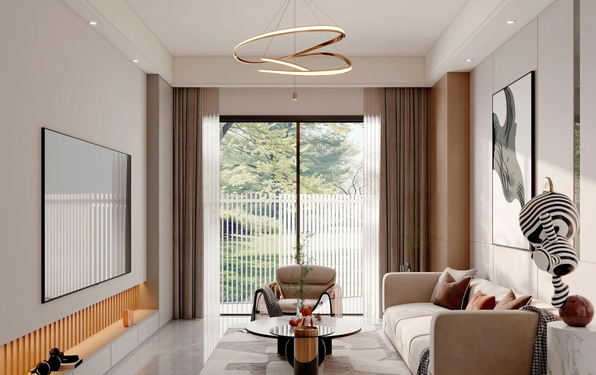 Гостиная Nautis Residences с окнами от пола до потолка