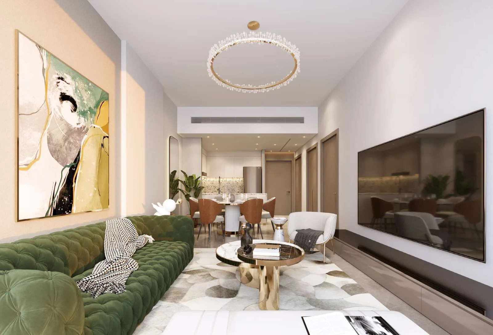 Гостиная меблированной квартиры в Neva Residences