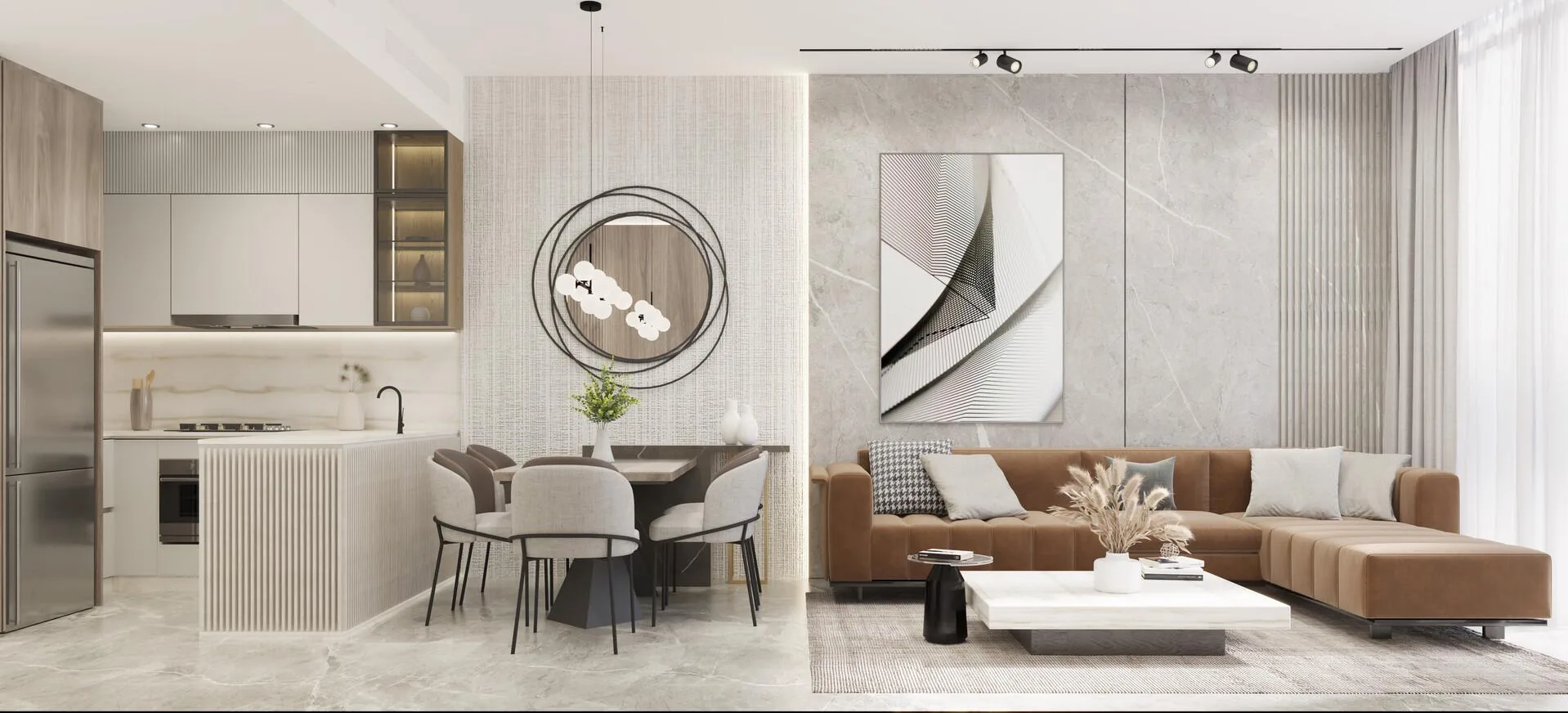 Гостиная с кухней в квартире SAMANA Ocean Pearl