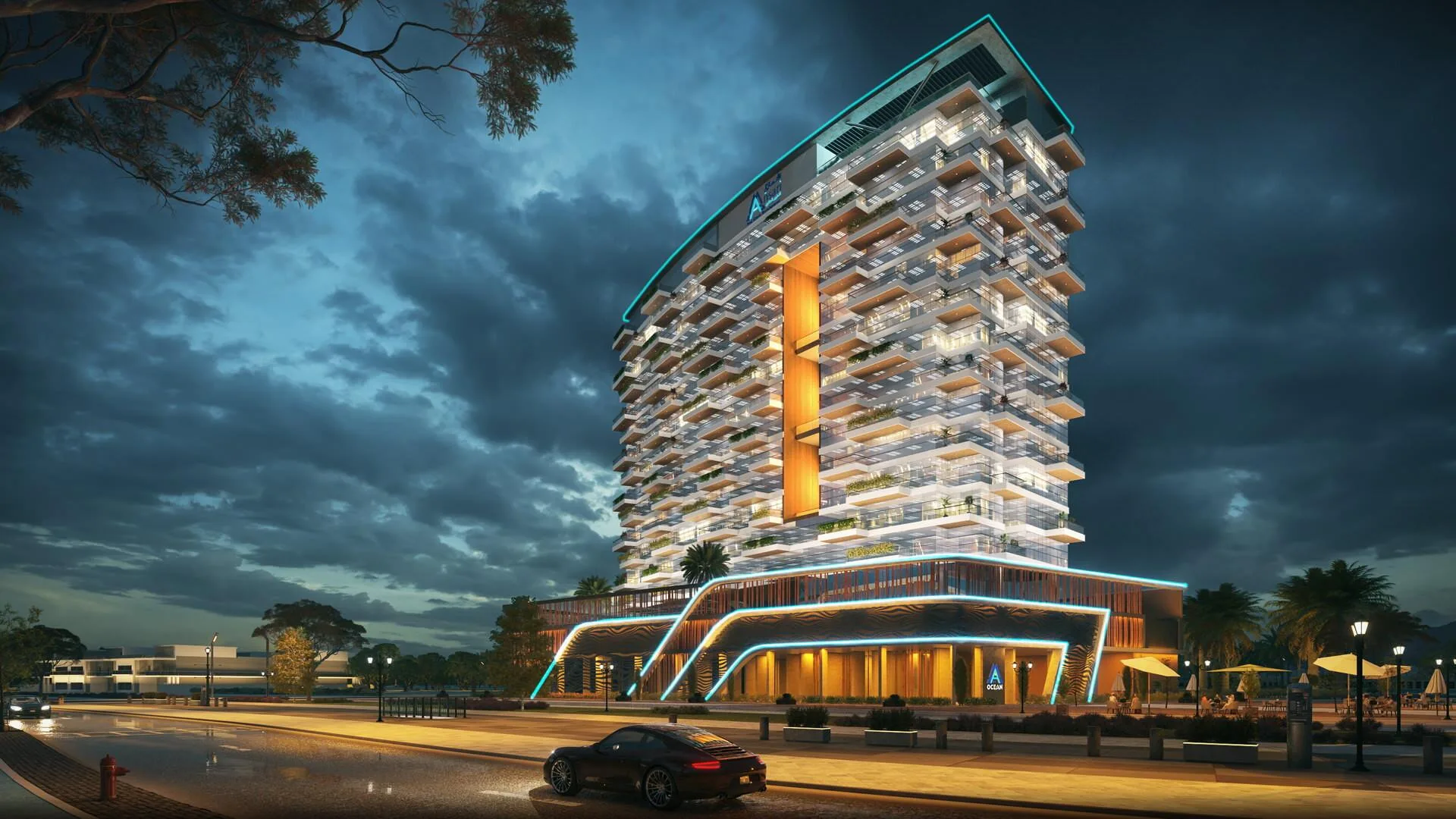 Ocean Tower ночью