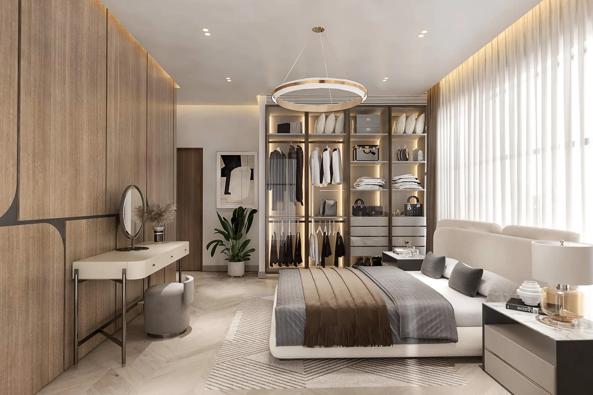 Спальня с гардеробной в квартире Ocean Tower