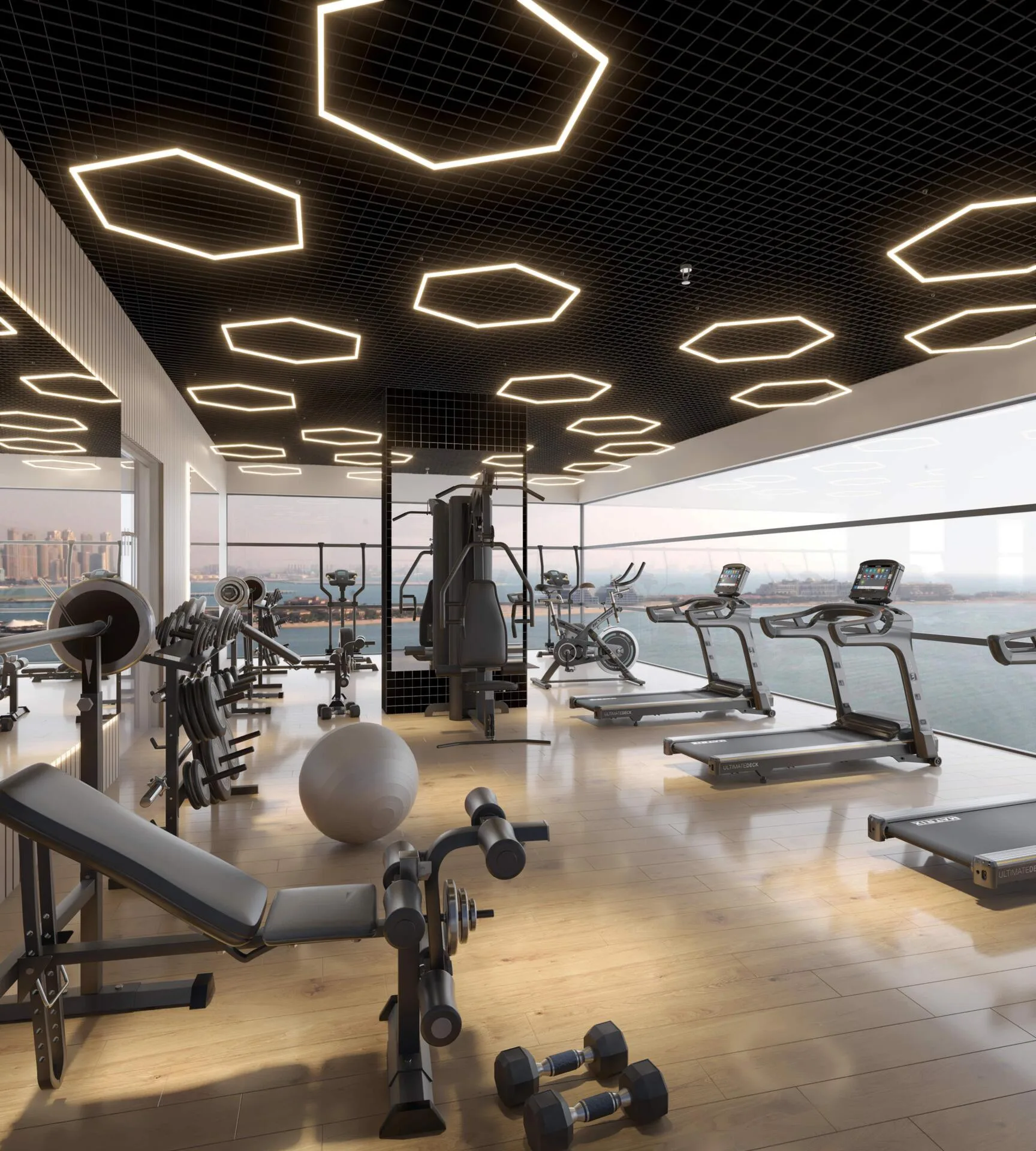 Спортзал Ocean Tower с окнами на море