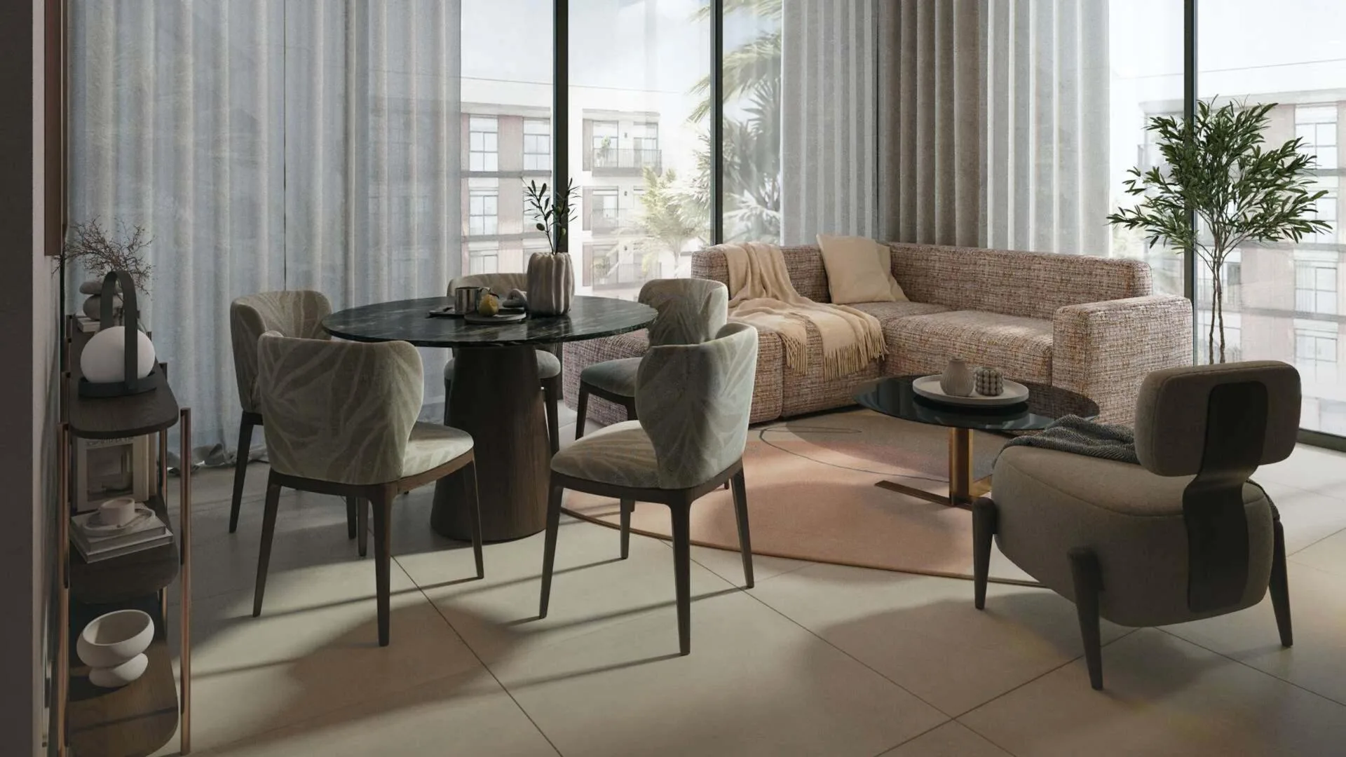 Гостиная со столовой в квартире Olivia Gardens Residence
