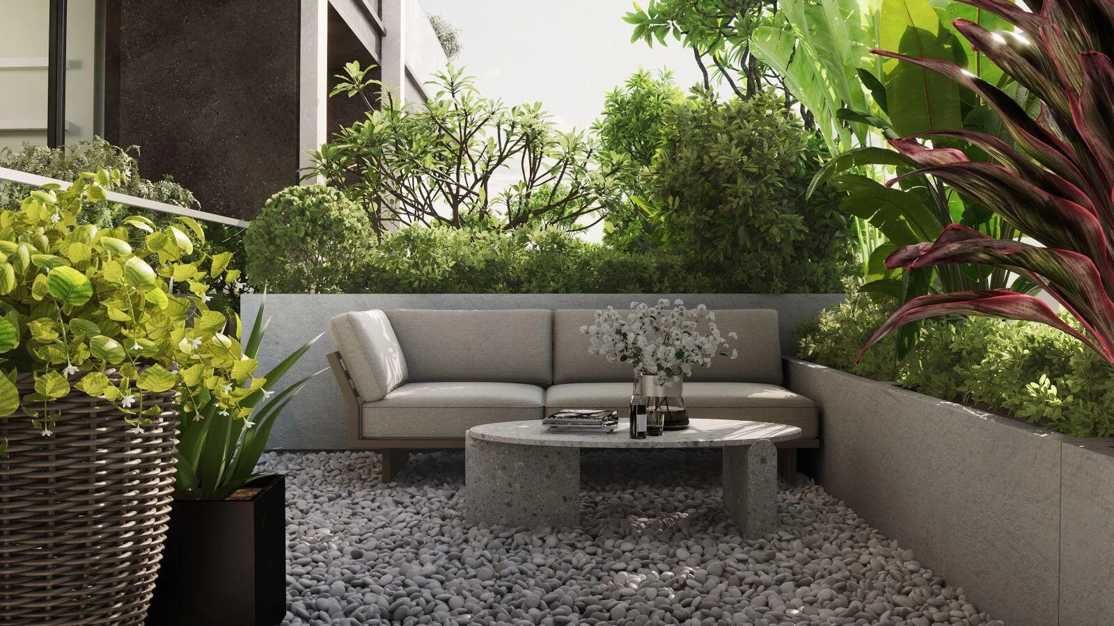 Зона отдыха во дворе Olivia Gardens Residence