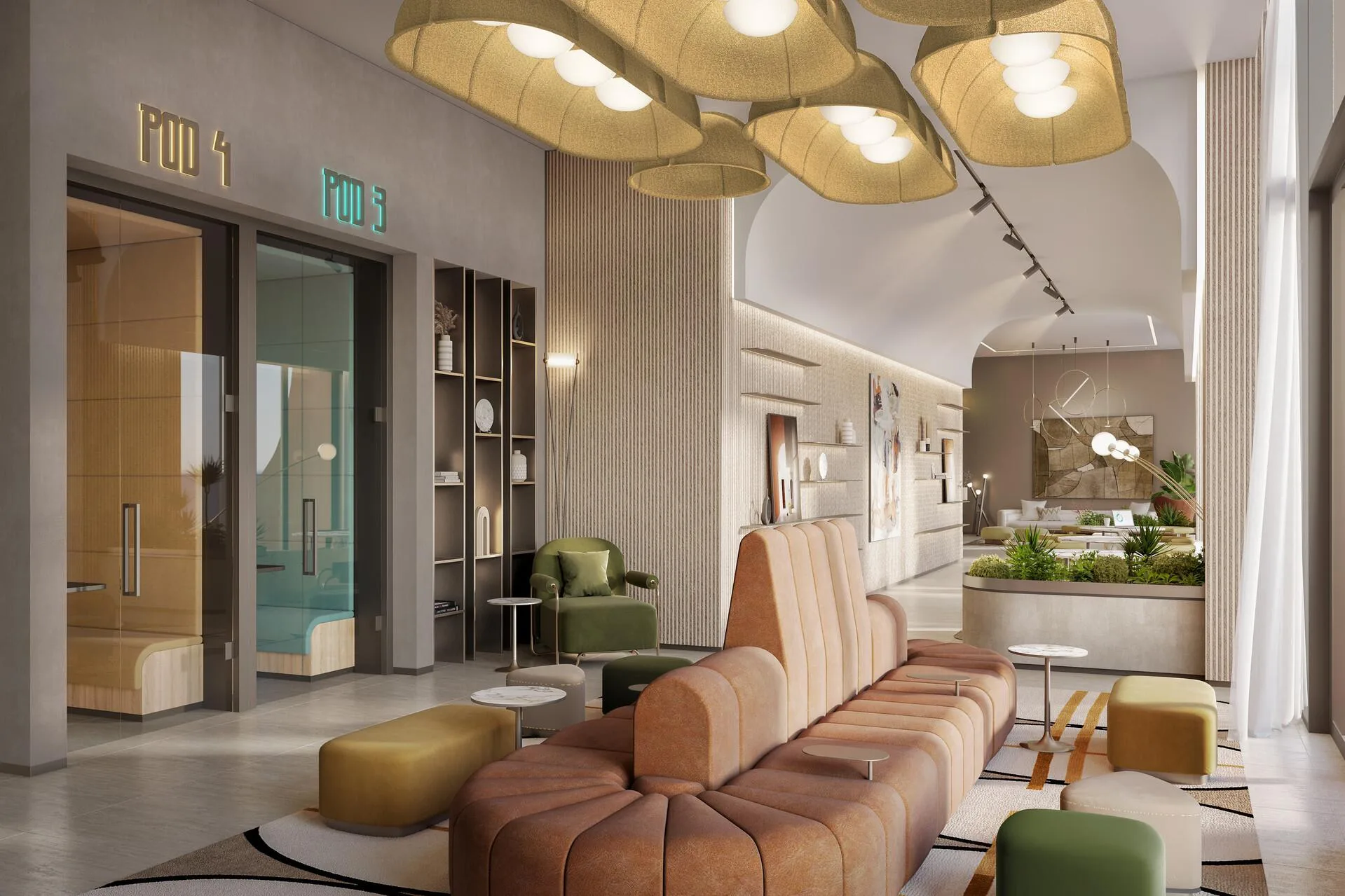 Коворкинг One Residence с капсулами для звонков