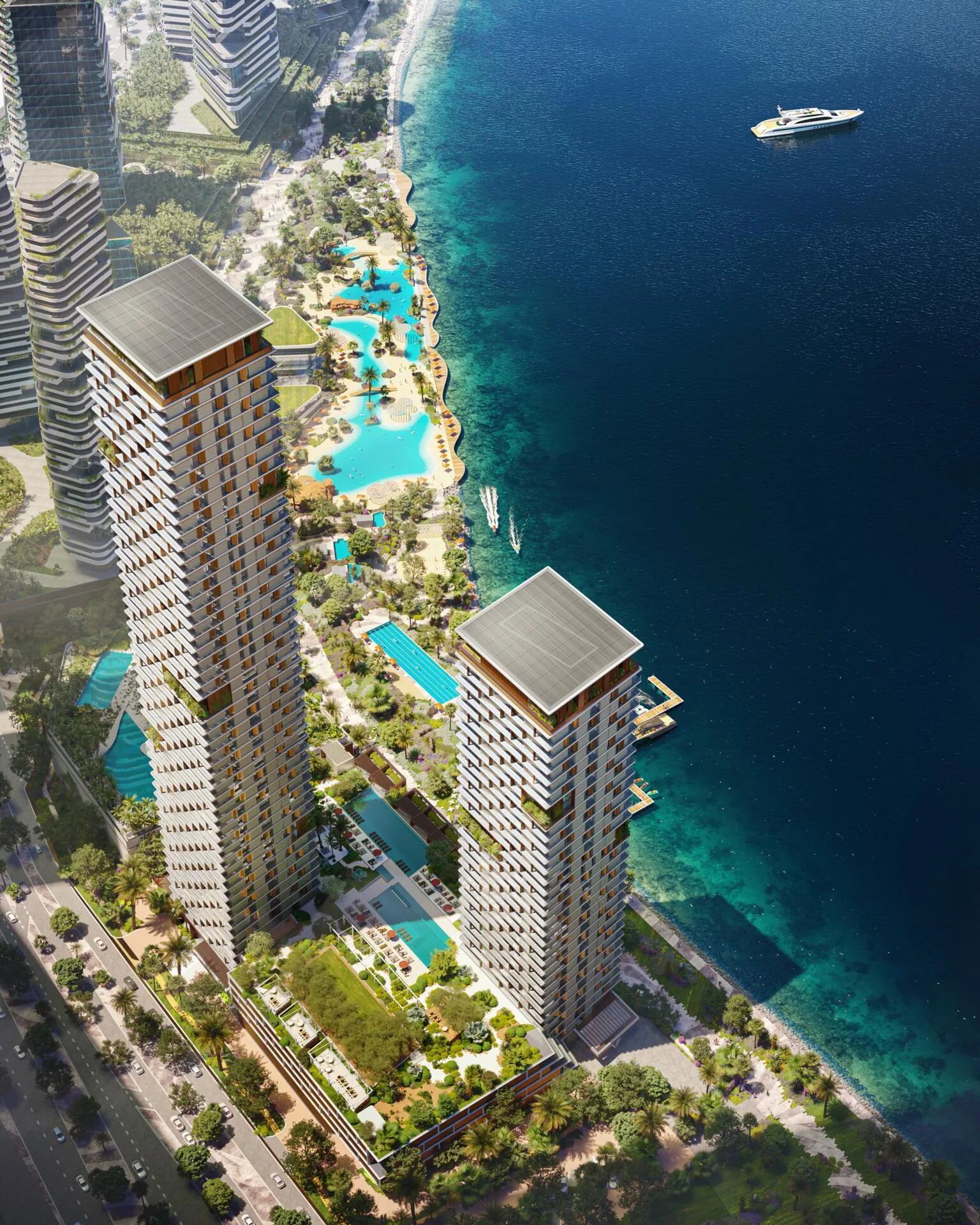 Берег Dubai Maritime City и башни Orise сверху