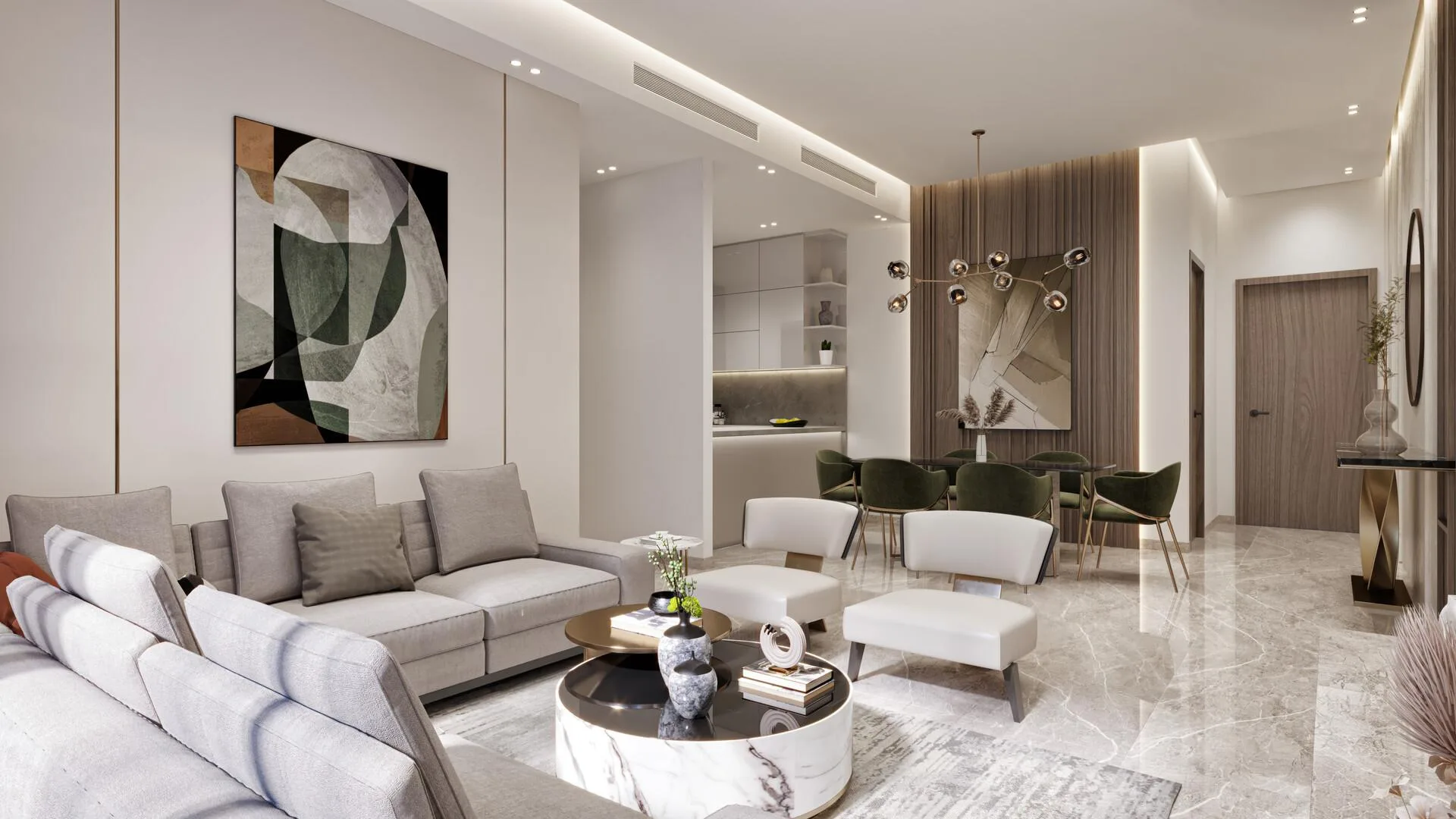 Гостиная и столовая в квартире Palatium Residences
