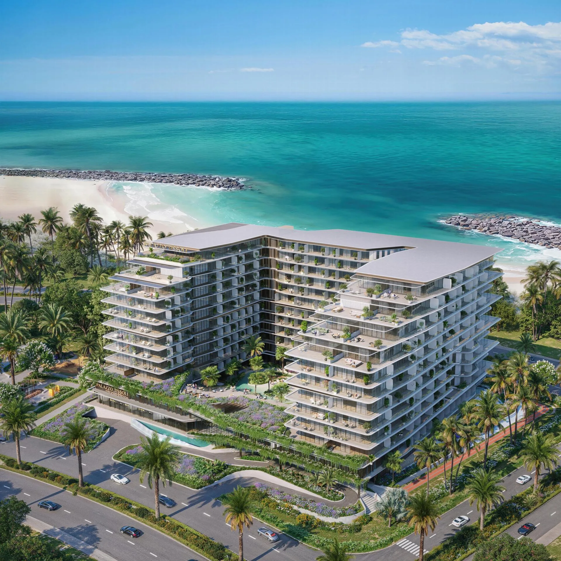 Palazzo Tissoli над бирюзовой водой острова Al Marjan