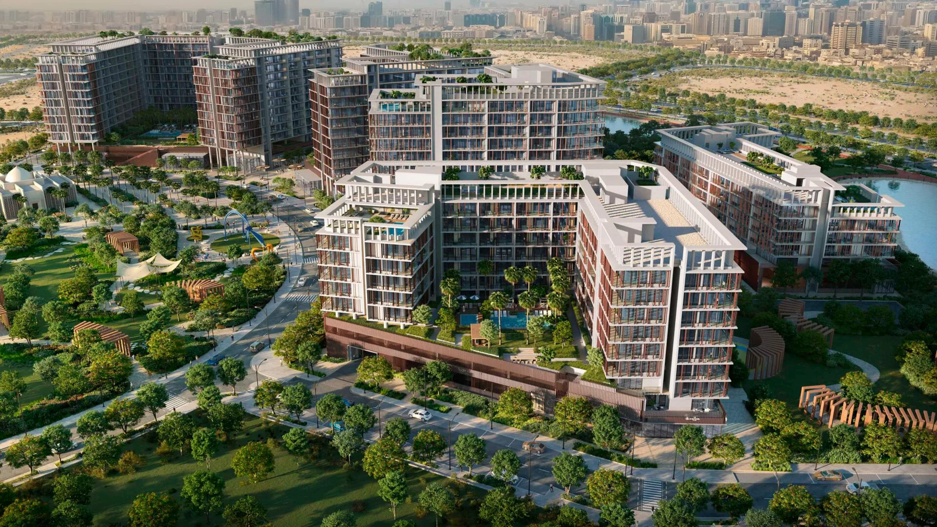 Квартал Park Five сверху на фоне города