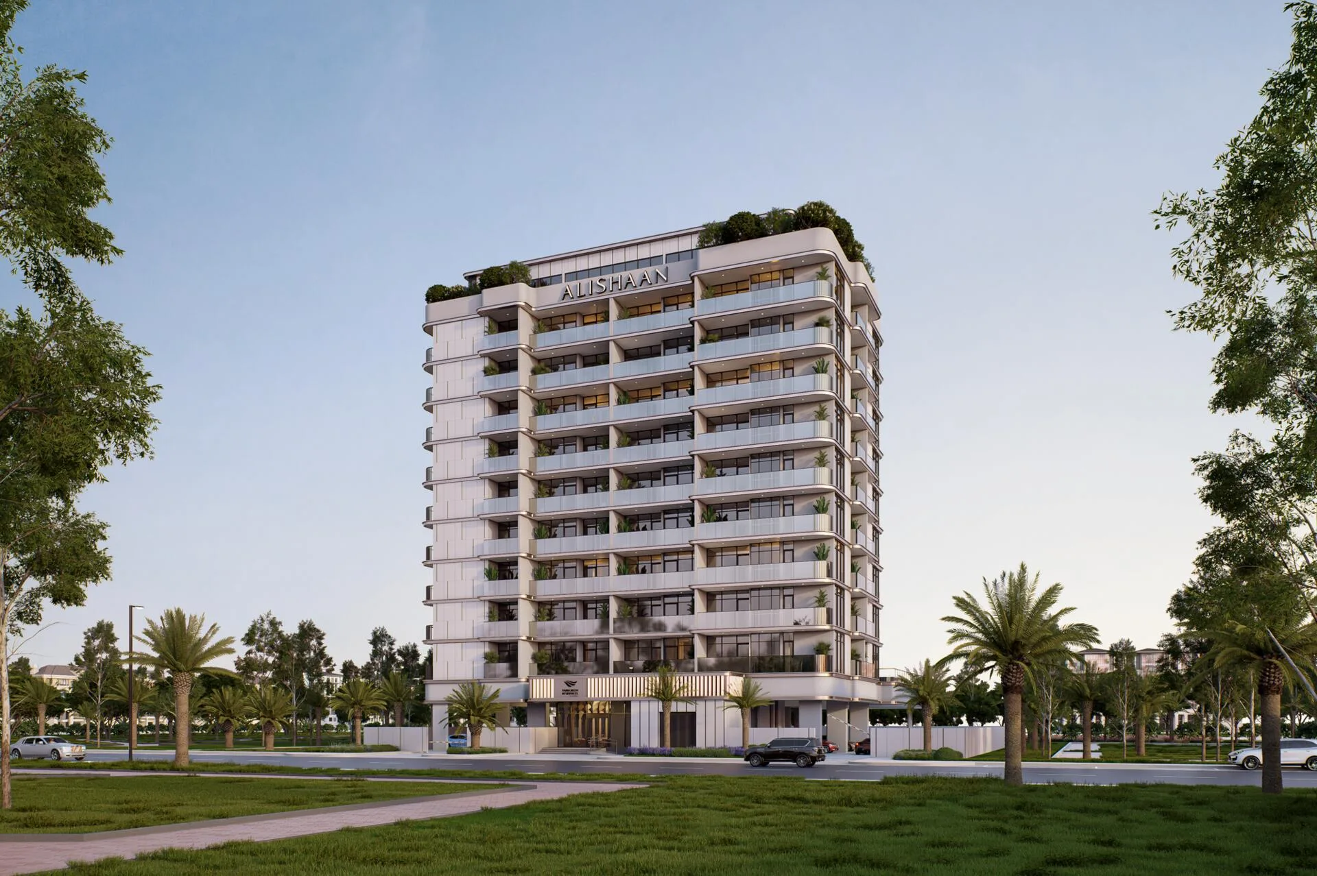 Фасад Parkgreen Residences с зеленью на террасах