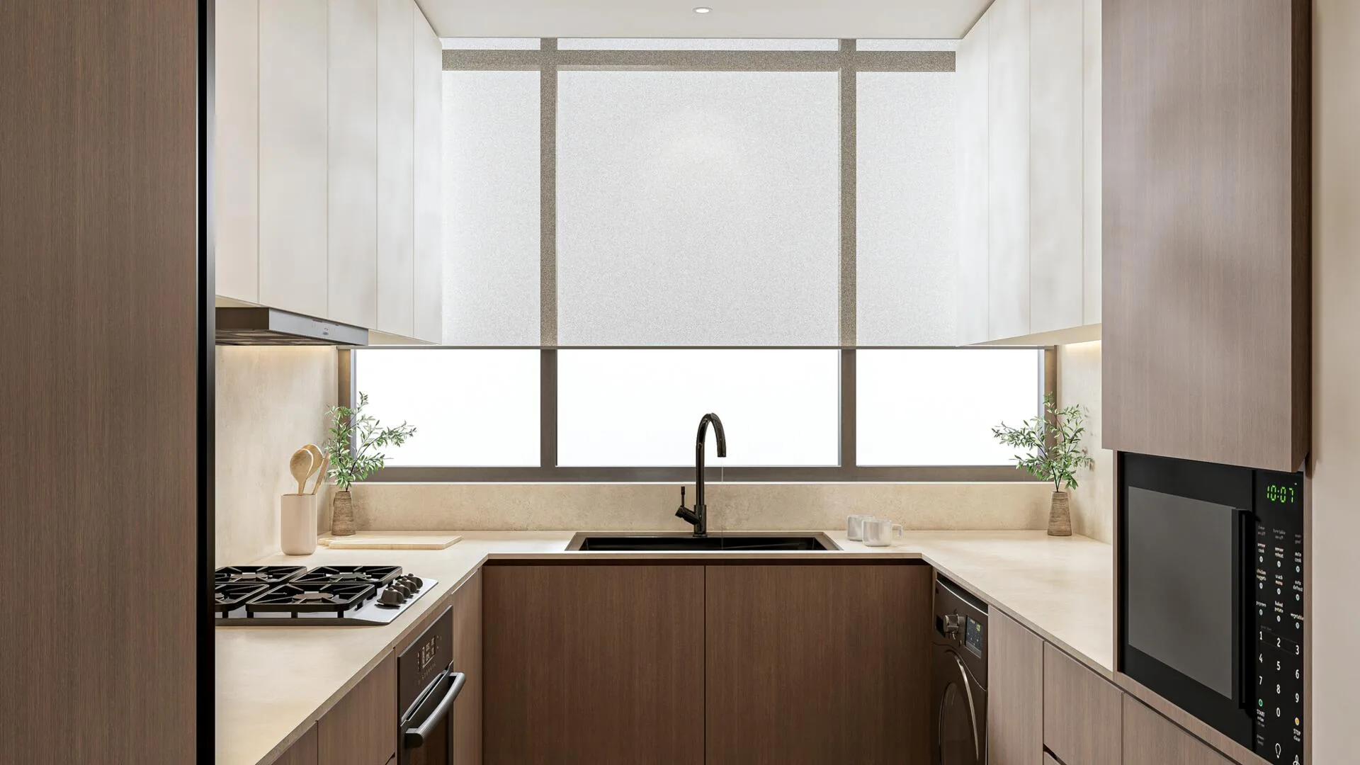 Кухня с техникой в квартире Parkgreen Residences