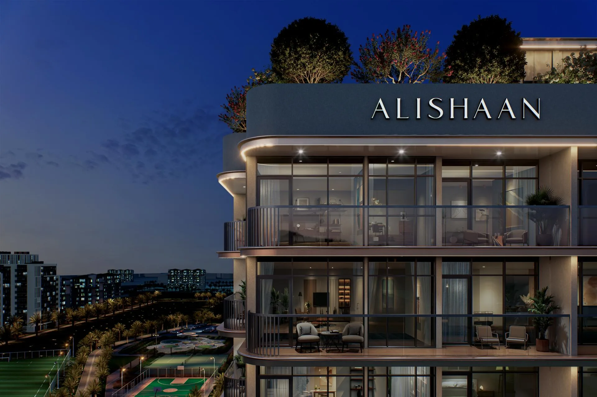 Верхние этажи Parkgreen Residences с зеленью на крыше