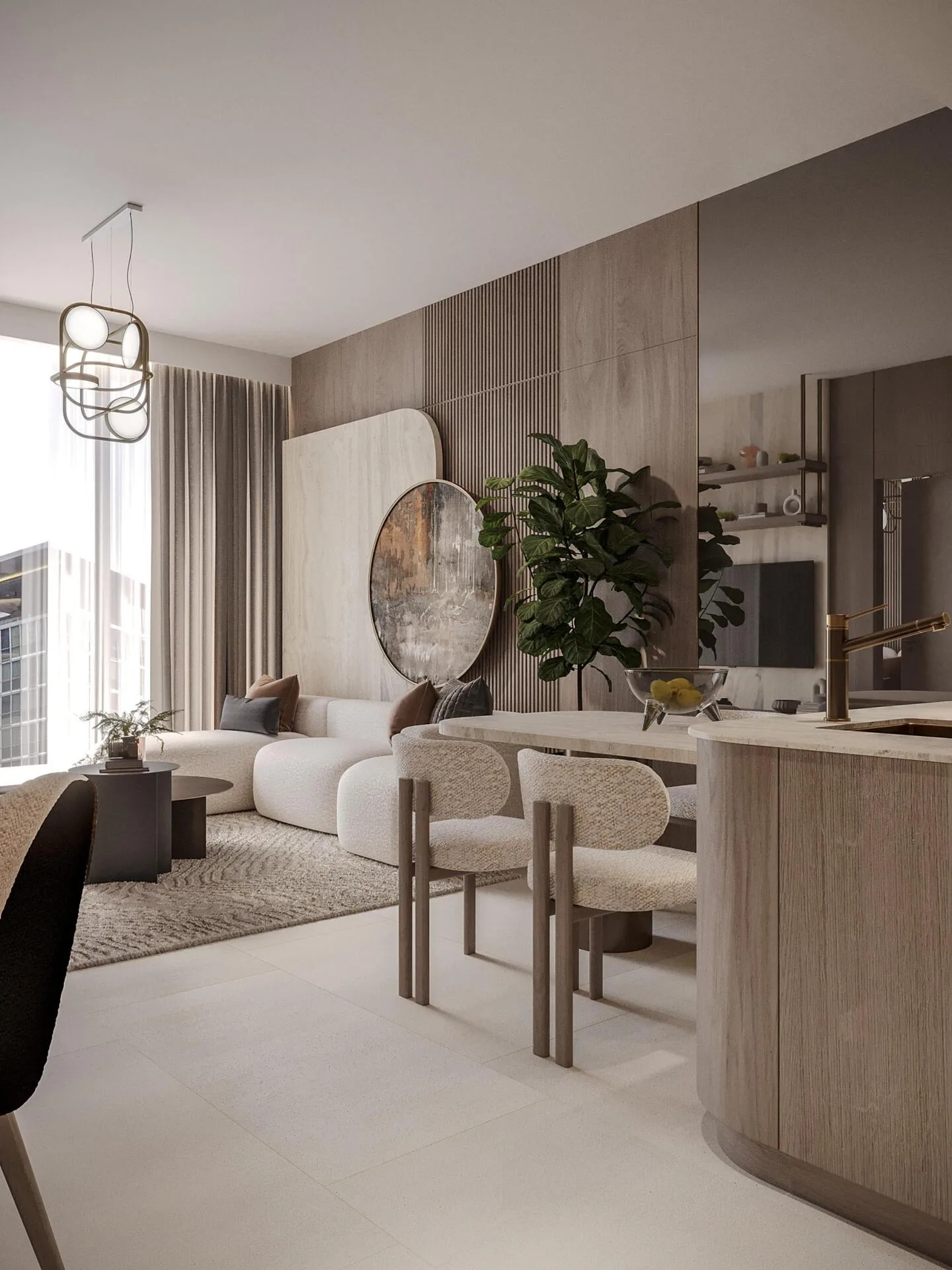 Гостиная с кухней в квартире Pearl House II