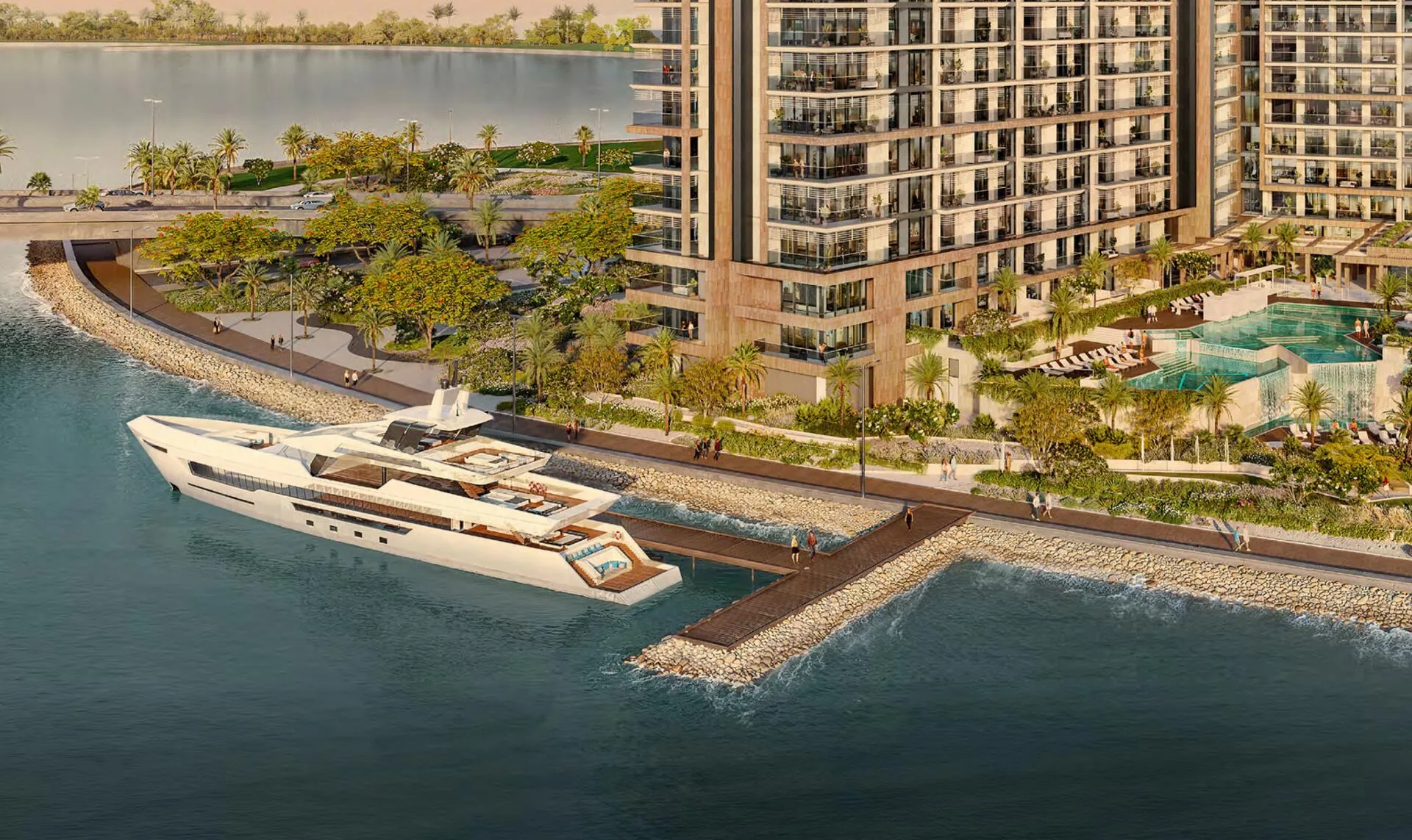 Пирс Playa Del Sol с яхтой и променад острова