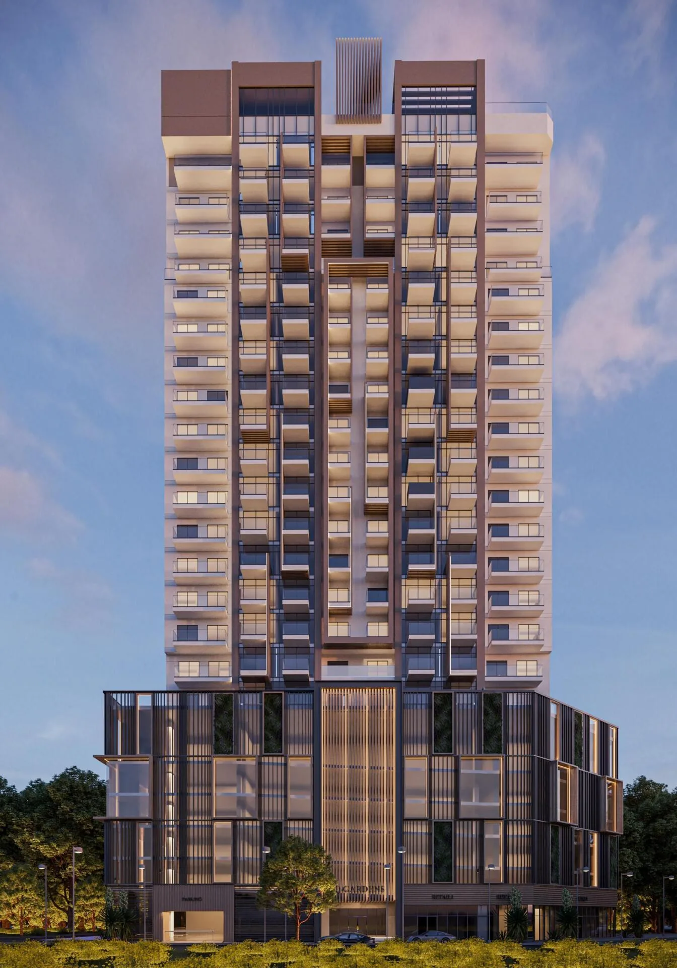 Башня Q Gardens Lofts, вид на фасад