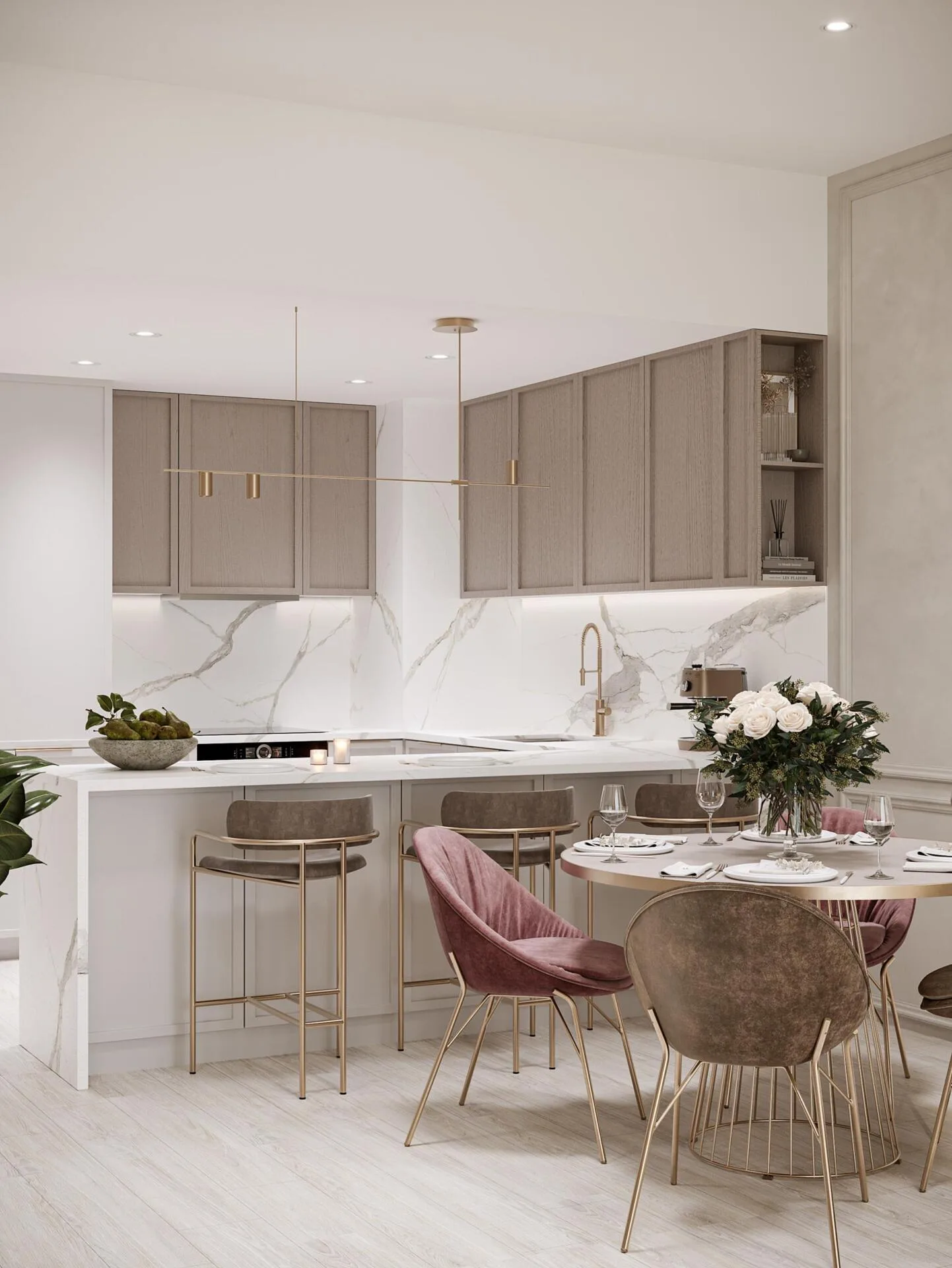 Кухня с мраморной столешницей в Q Gardens Lofts