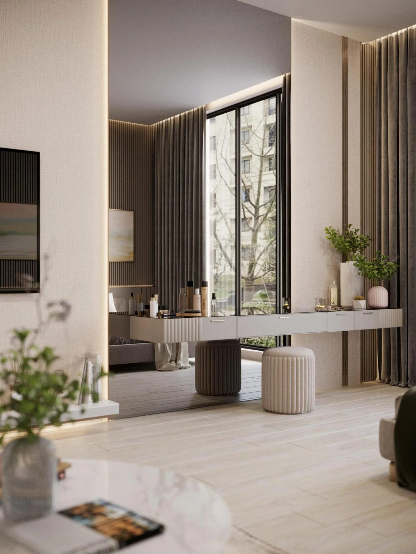 Туалетный столик в спальне Q Gardens Lofts