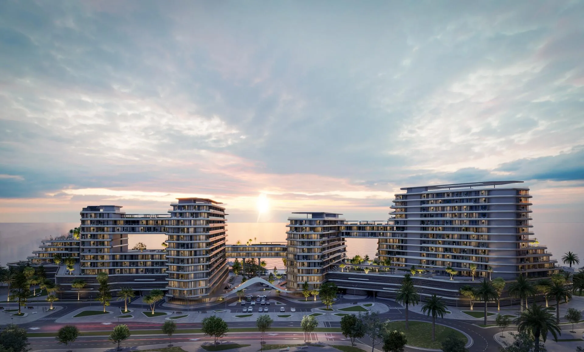 Закат над кварталом Quattro Del Mar