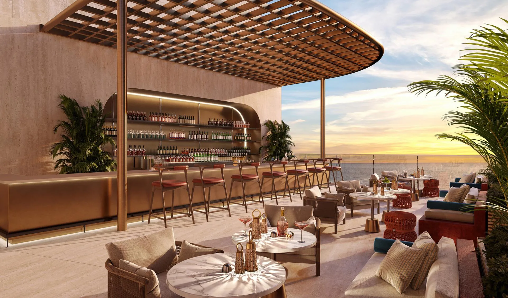 Бар Radisson Blu RAK Central с видом на море