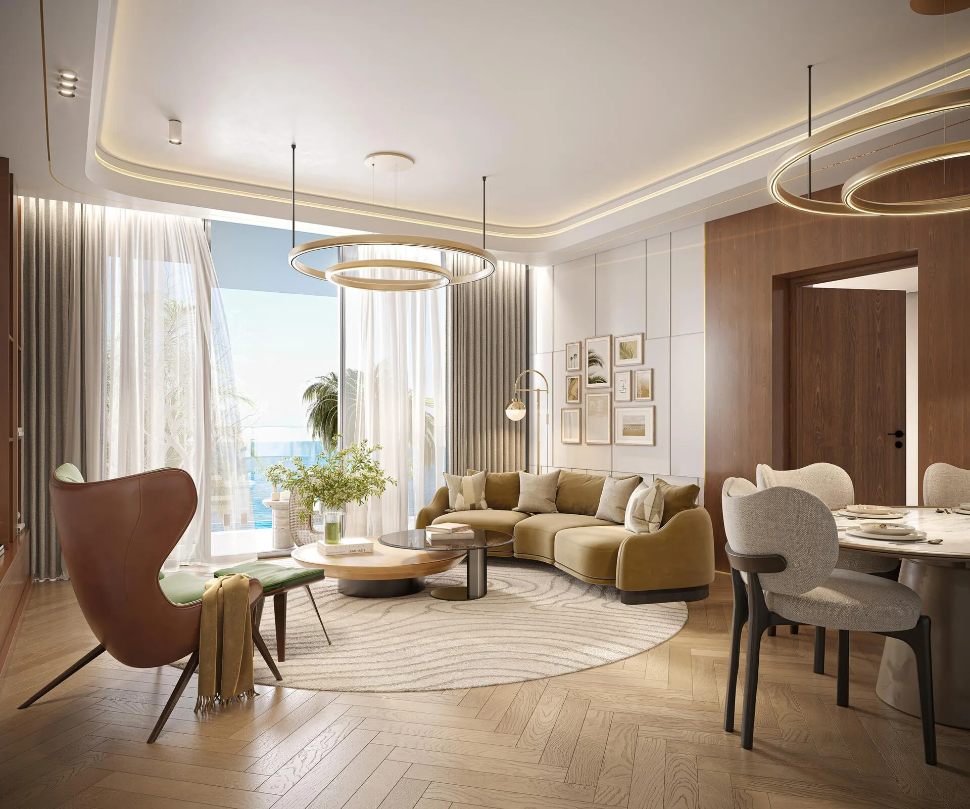 Гостиная с видом на море в Radisson Blu RAK Central